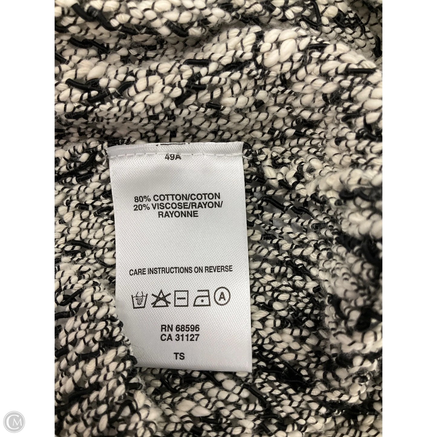 Sweater Cardigan By Dkny City In Black & White, Size: Xl