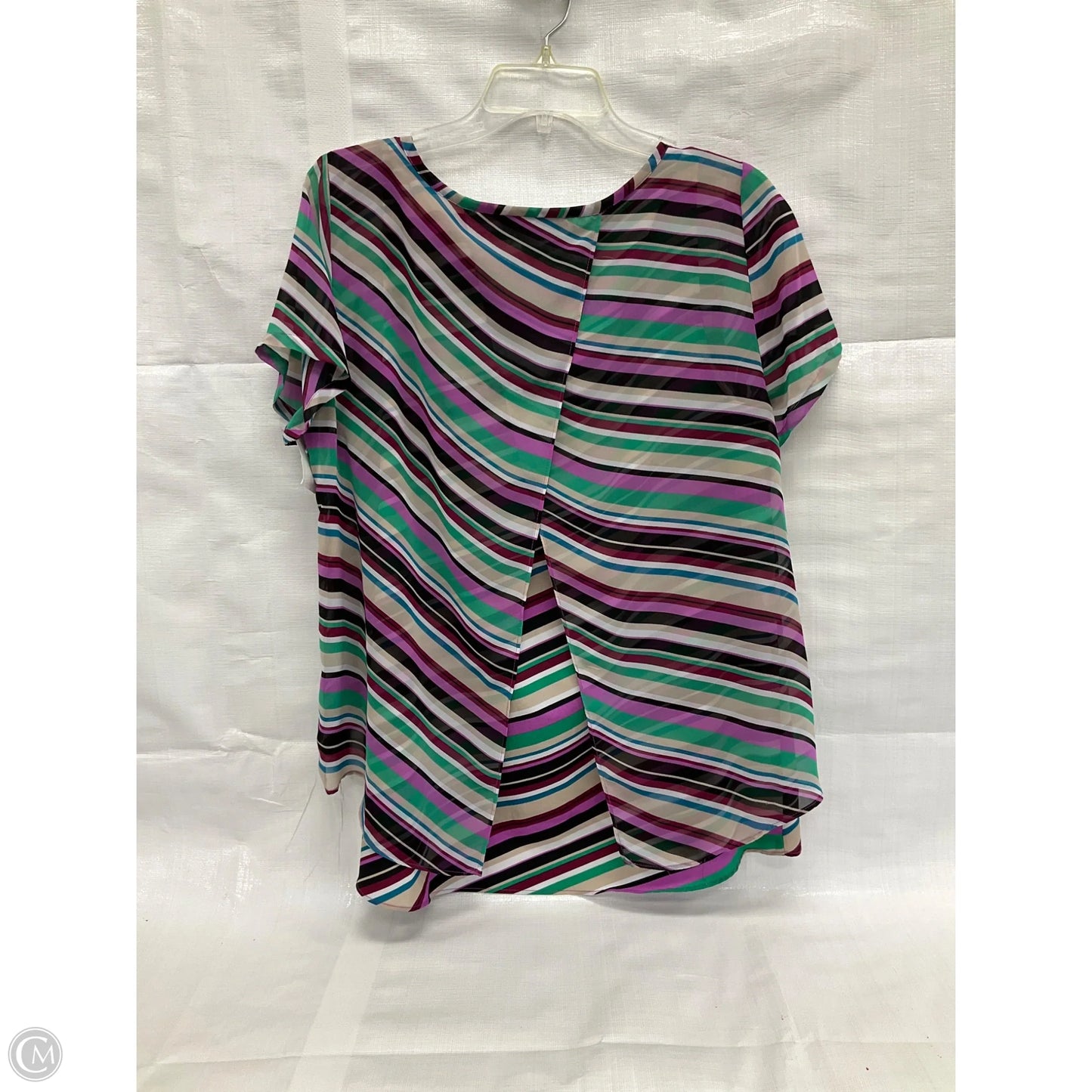 Top Short Sleeve By Dana Buchman In Striped, Size: L