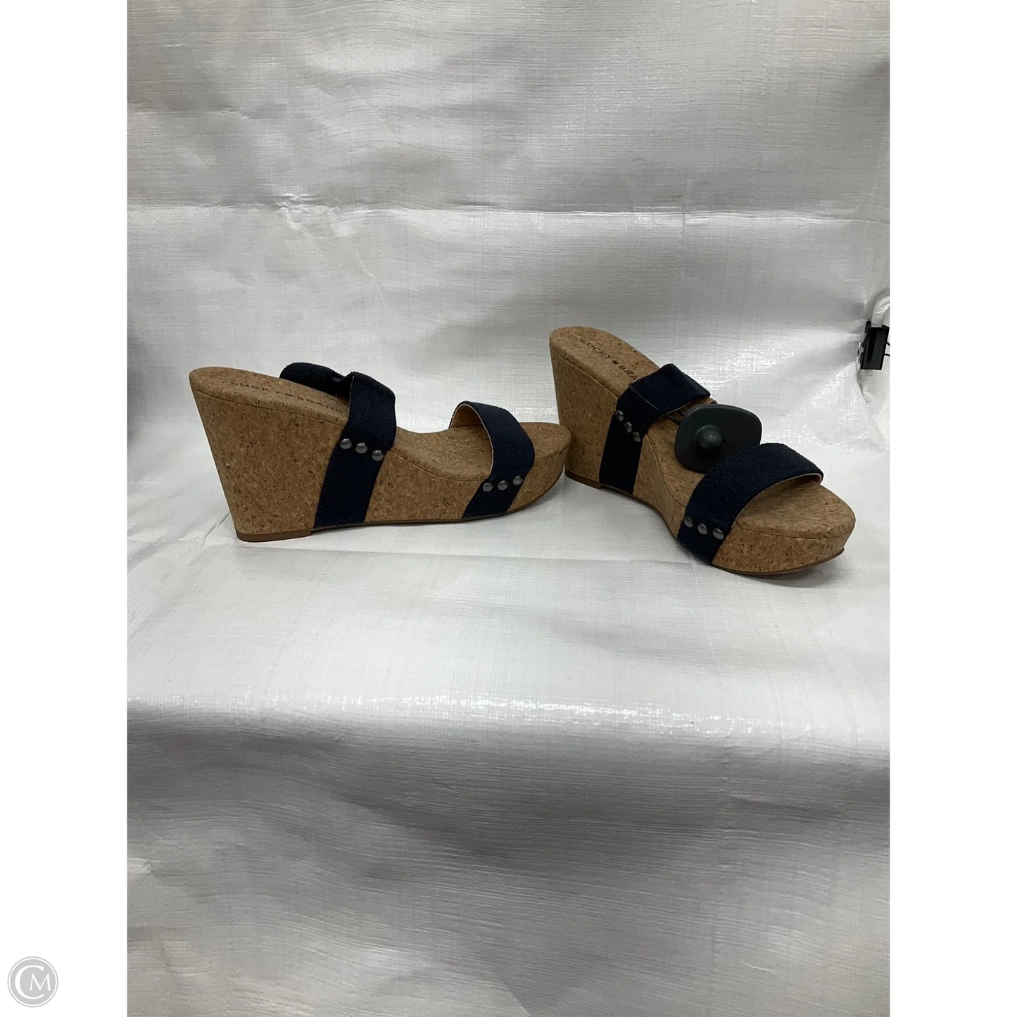 Sandals Heels Wedge By Lucky Brand In Blue, Size: 7.5