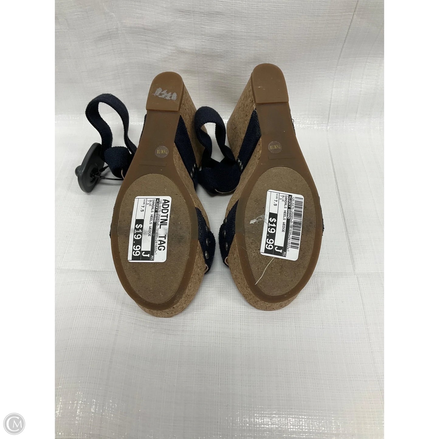 Sandals Heels Wedge By Lucky Brand In Blue, Size: 7.5
