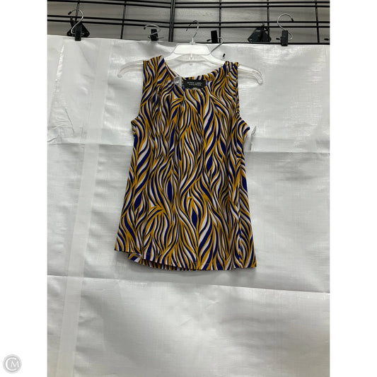 Top Sleeveless By Evan-picone In Blue & Yellow, Size: S
