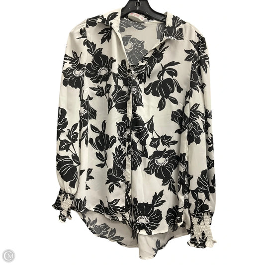 Top Long Sleeve By Ophelia Roe In Black & White, Size: M