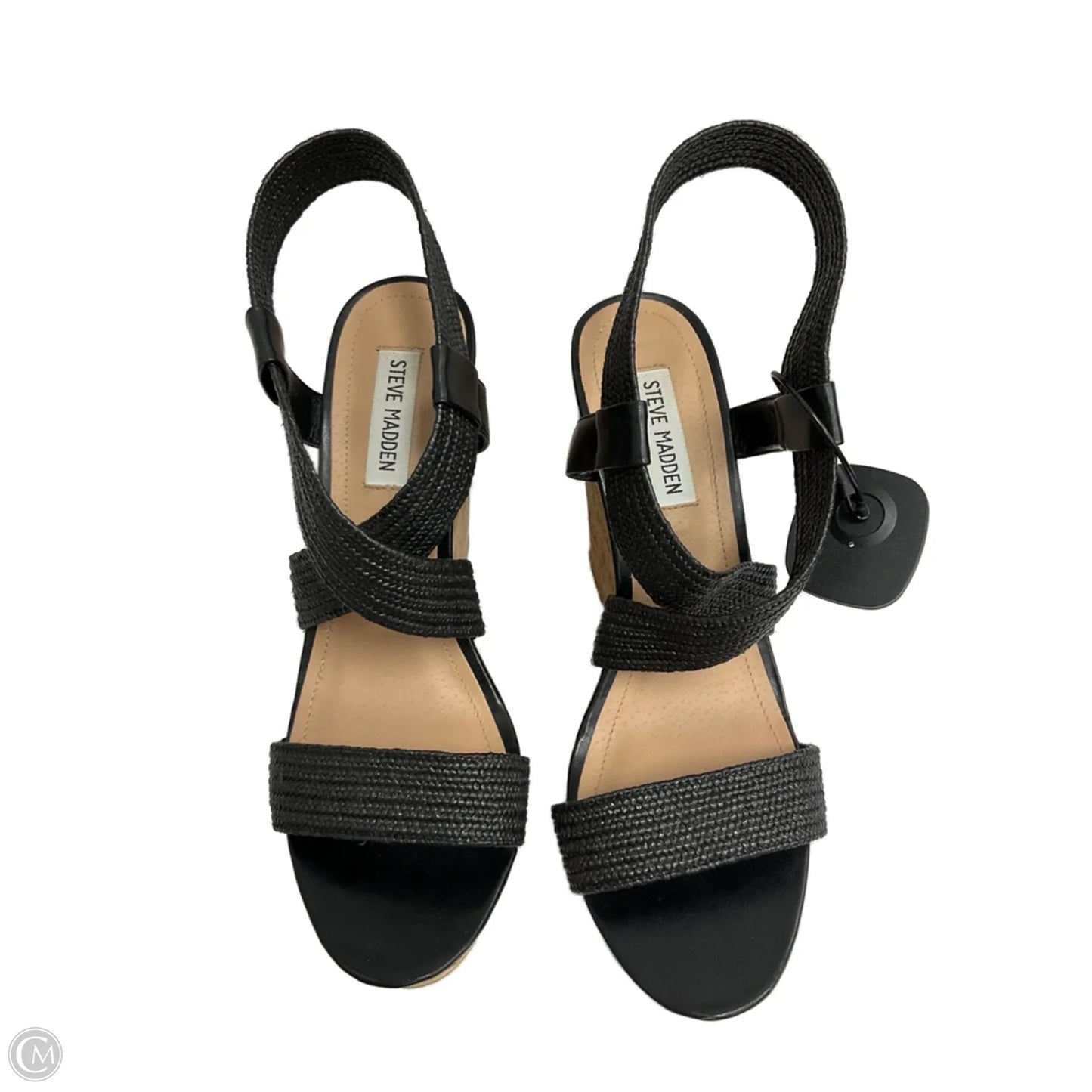 Sandals Heels Wedge By Steve Madden In Black, Size: 9.5