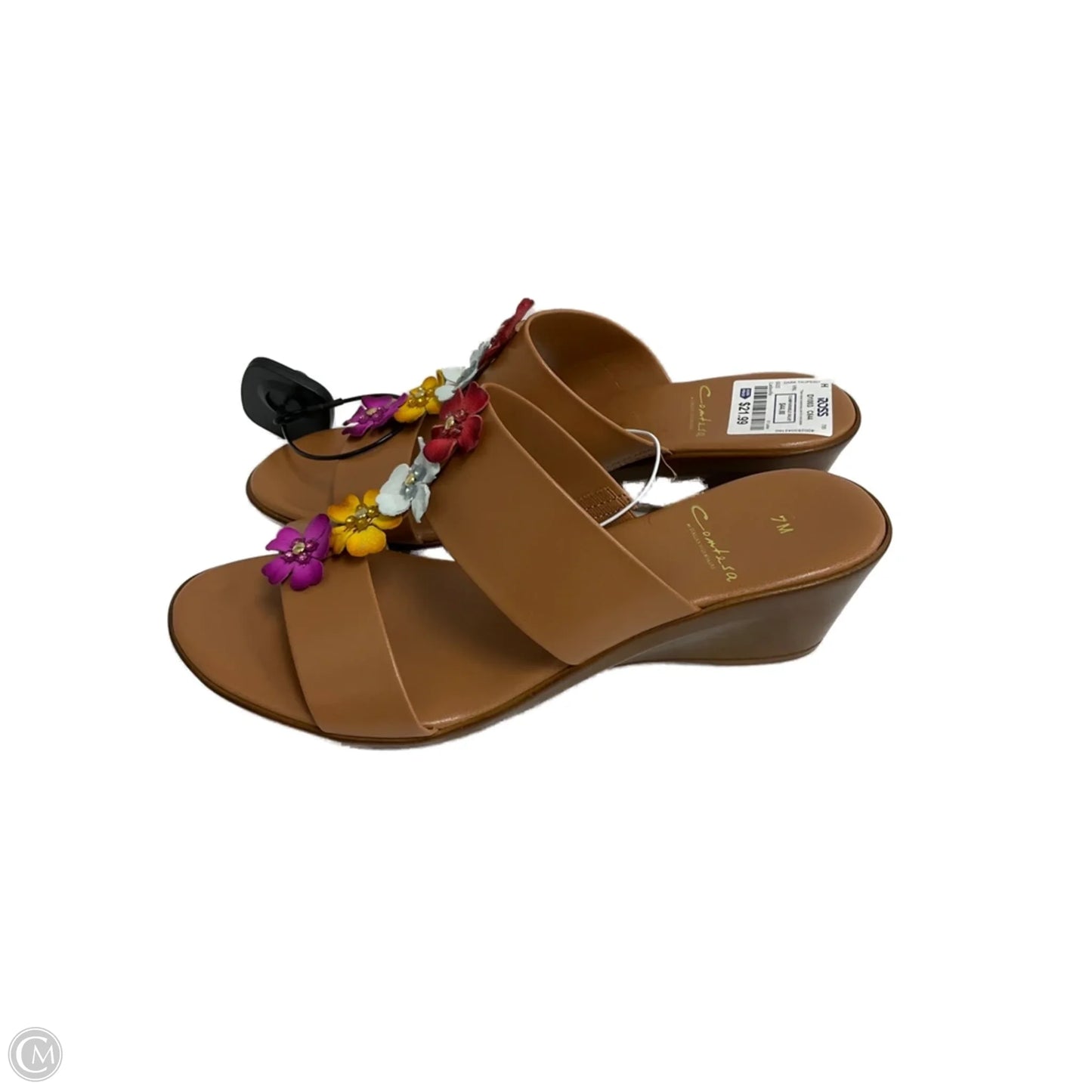 Sandals Heels Wedge By Italian Shoemakers In Floral Print, Size: 7