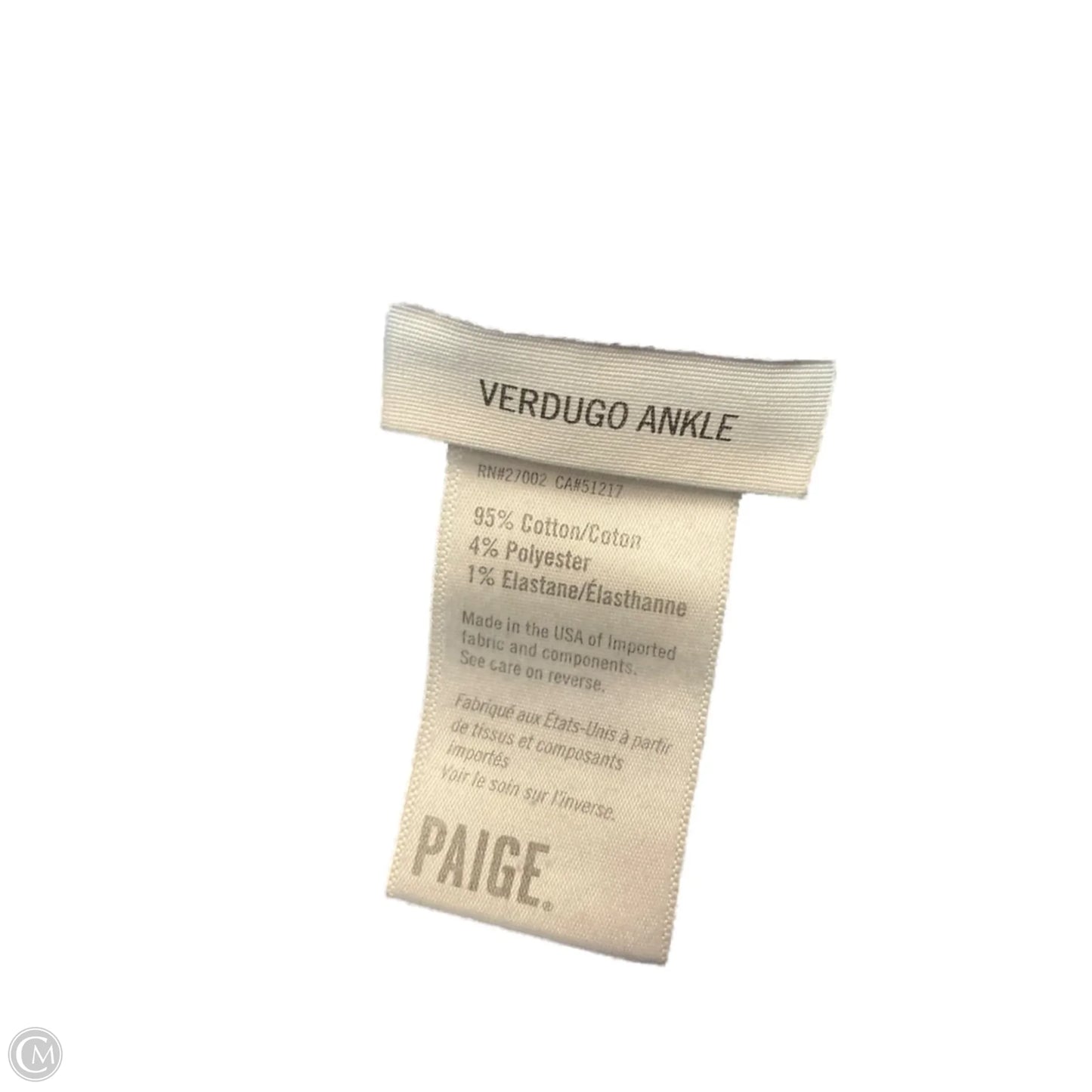 Jeans Skinny By Paige In Blue Denim, Size: 6