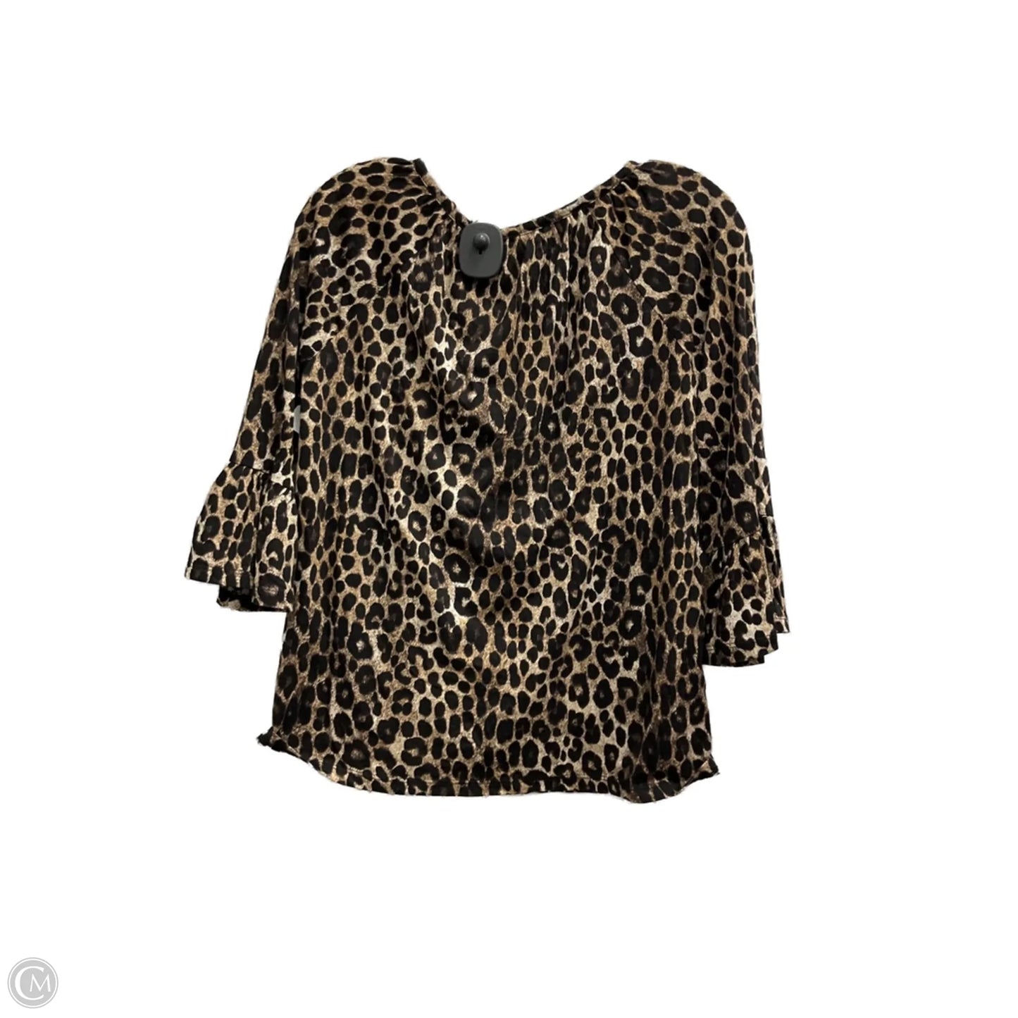 Top 3/4 Sleeve By Michael By Michael Kors In Leopard Print, Size: S