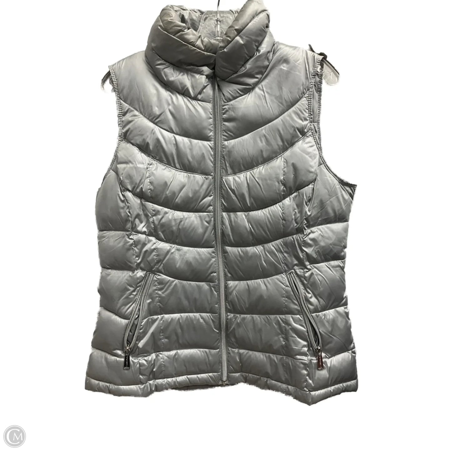 Vest Puffer & Quilted By Calvin Klein In Silver, Size: L