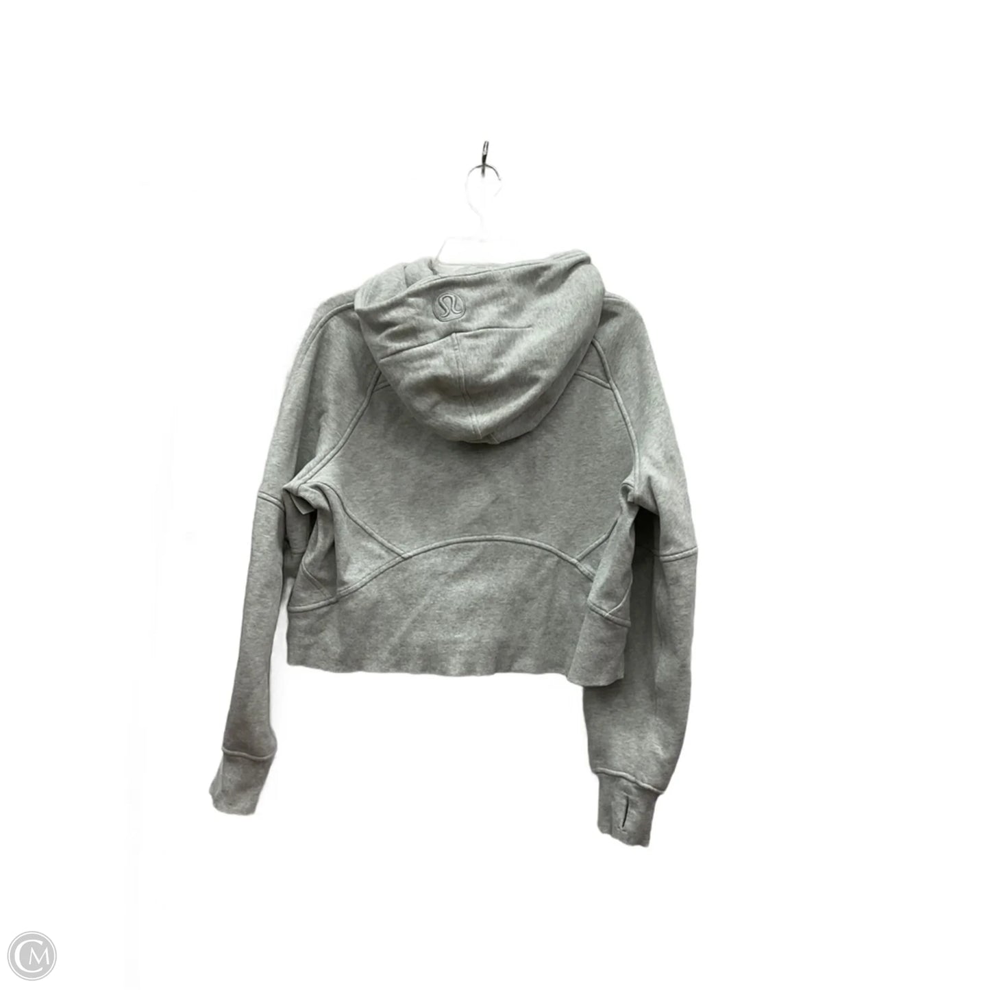 Athletic Sweatshirt Hoodie By Lululemon In Grey, Size: M