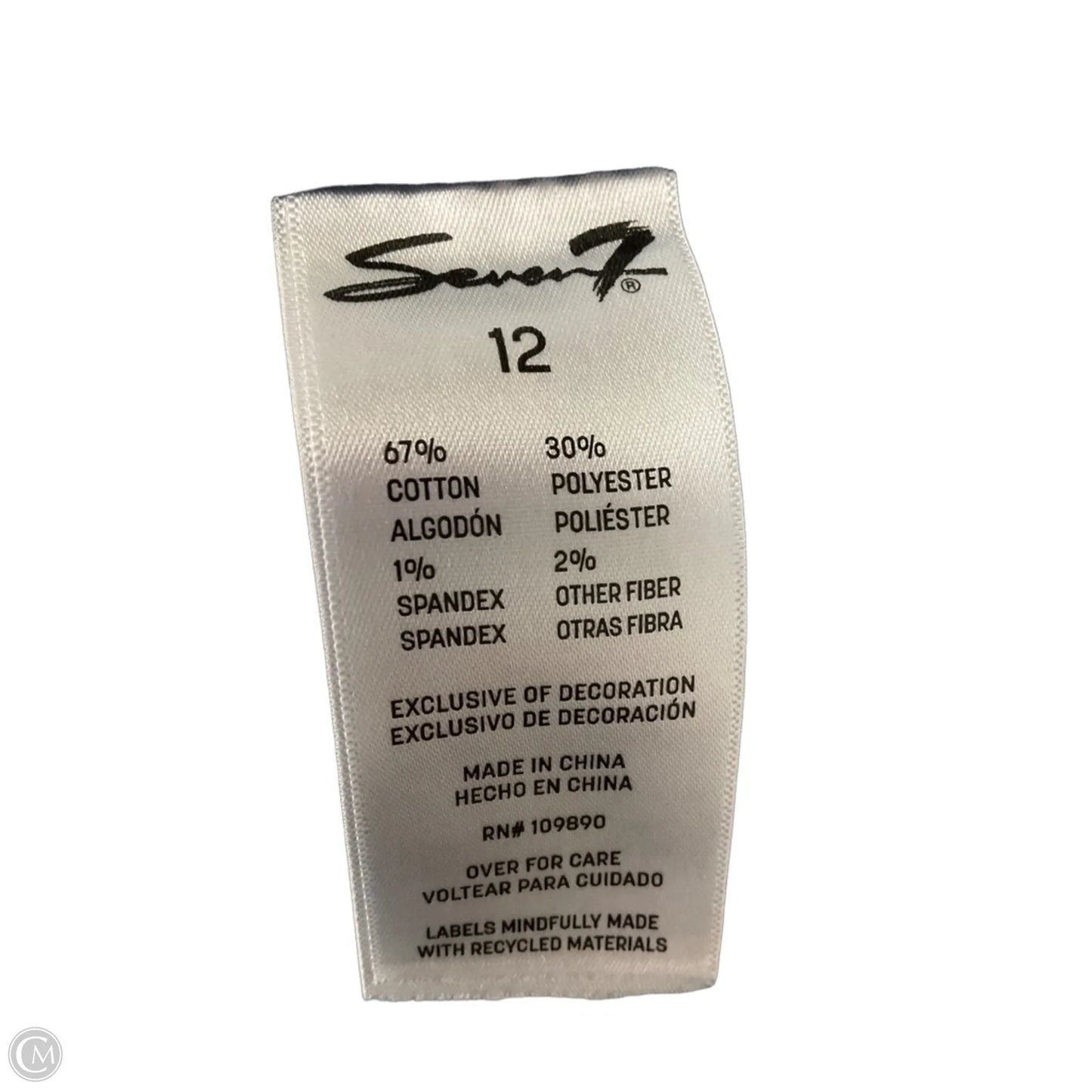 Jeans Straight By Seven 7 In Blue Denim, Size: 12
