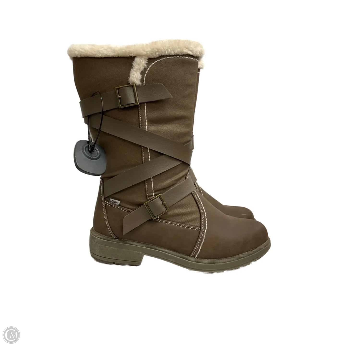 Boots Mid-calf Flats By Totes In Brown, Size: 9