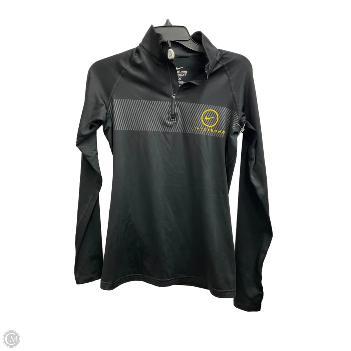 Athletic Top Long Sleeve Collar By Nike In Black, Size: M