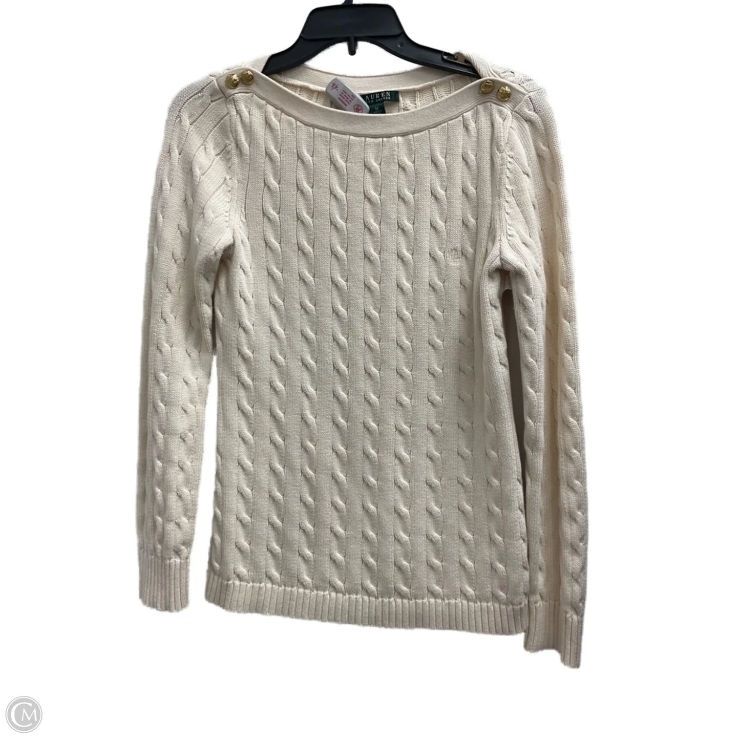 Sweater By Lauren By Ralph Lauren In Cream, Size: M