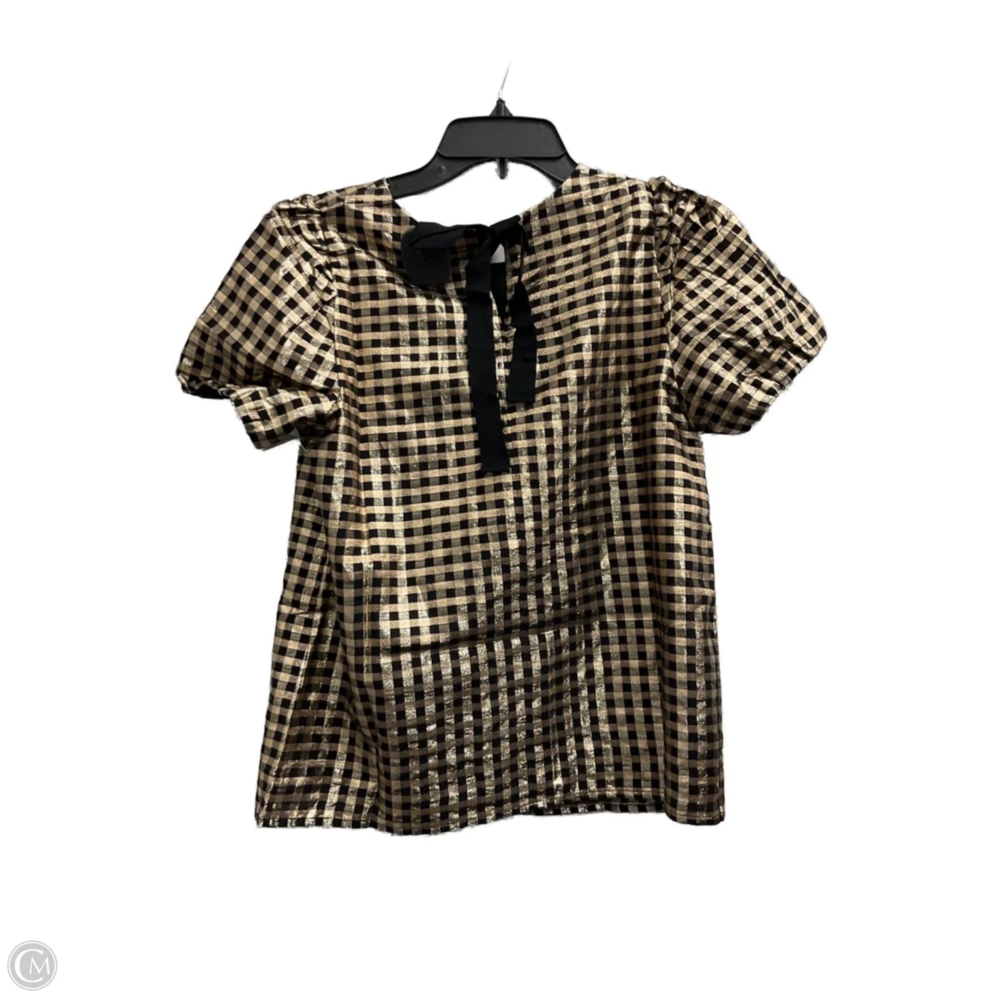 Top Short Sleeve By J. Crew In Black & Gold, Size: Xs