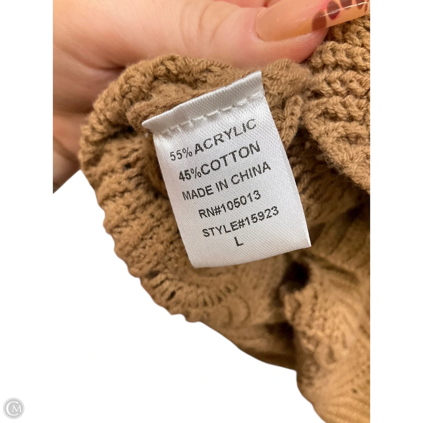 Sweater Short Sleeve By Andree By Unit In Brown, Size: L