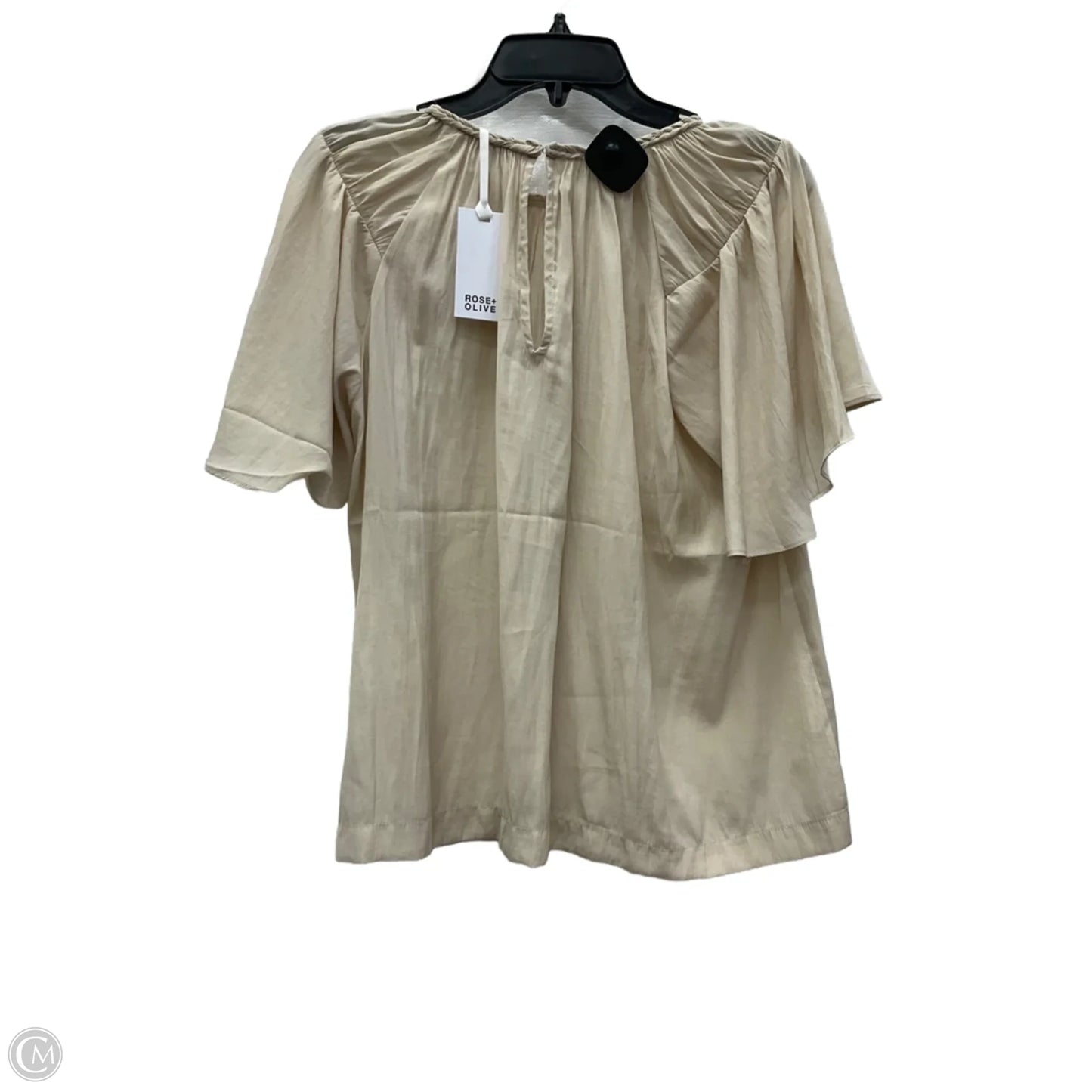 Top Short Sleeve By Rose And Olive In Beige, Size: L