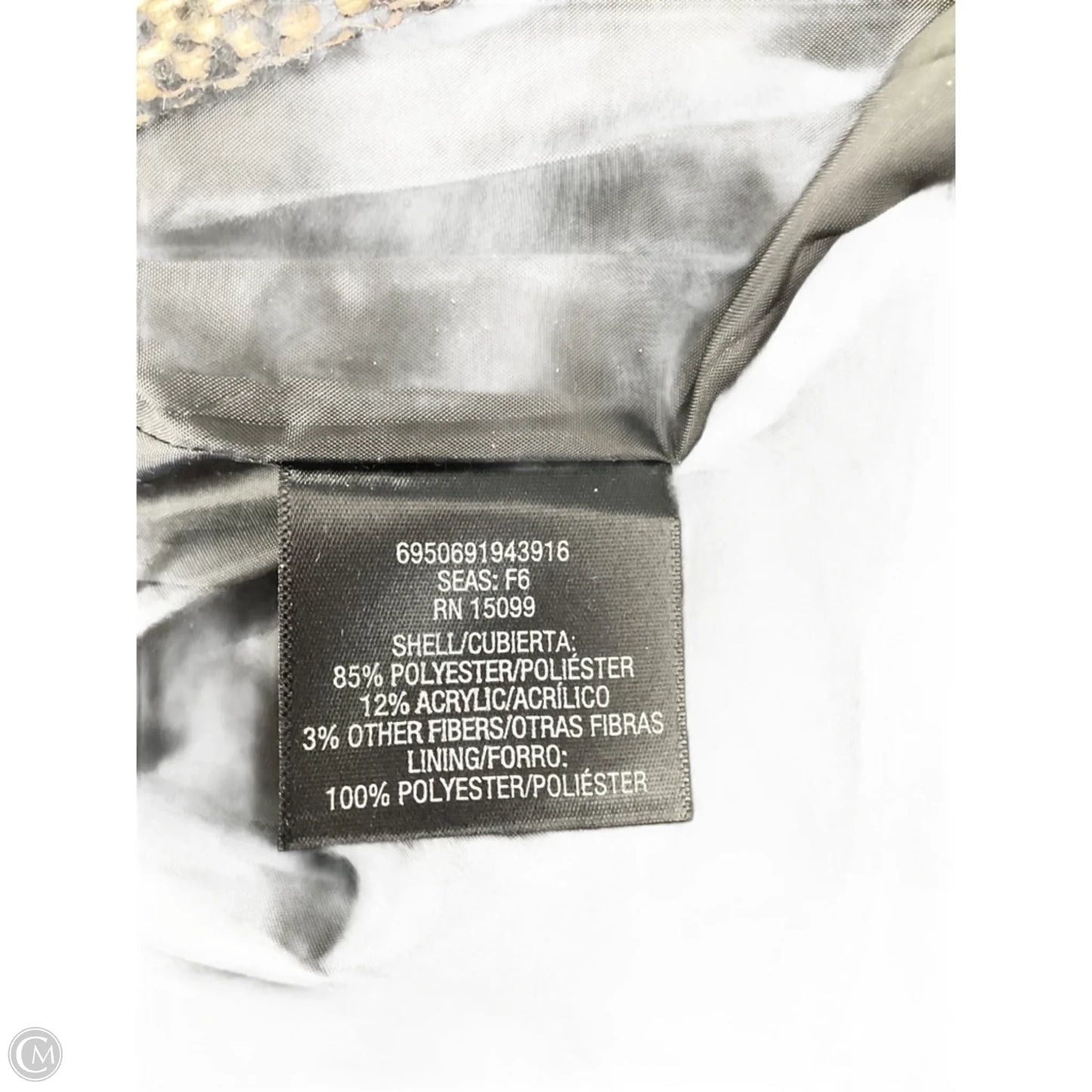 Coat Peacoat By Laura Scott In Black & Cream, Size: M