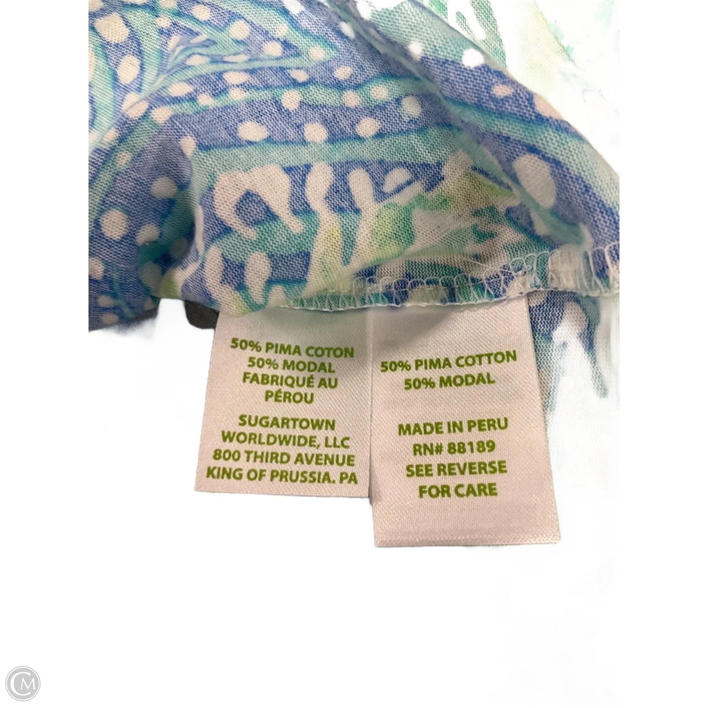 Top Sleeveless Designer By Lilly Pulitzer In Blue & Green, Size: Xl