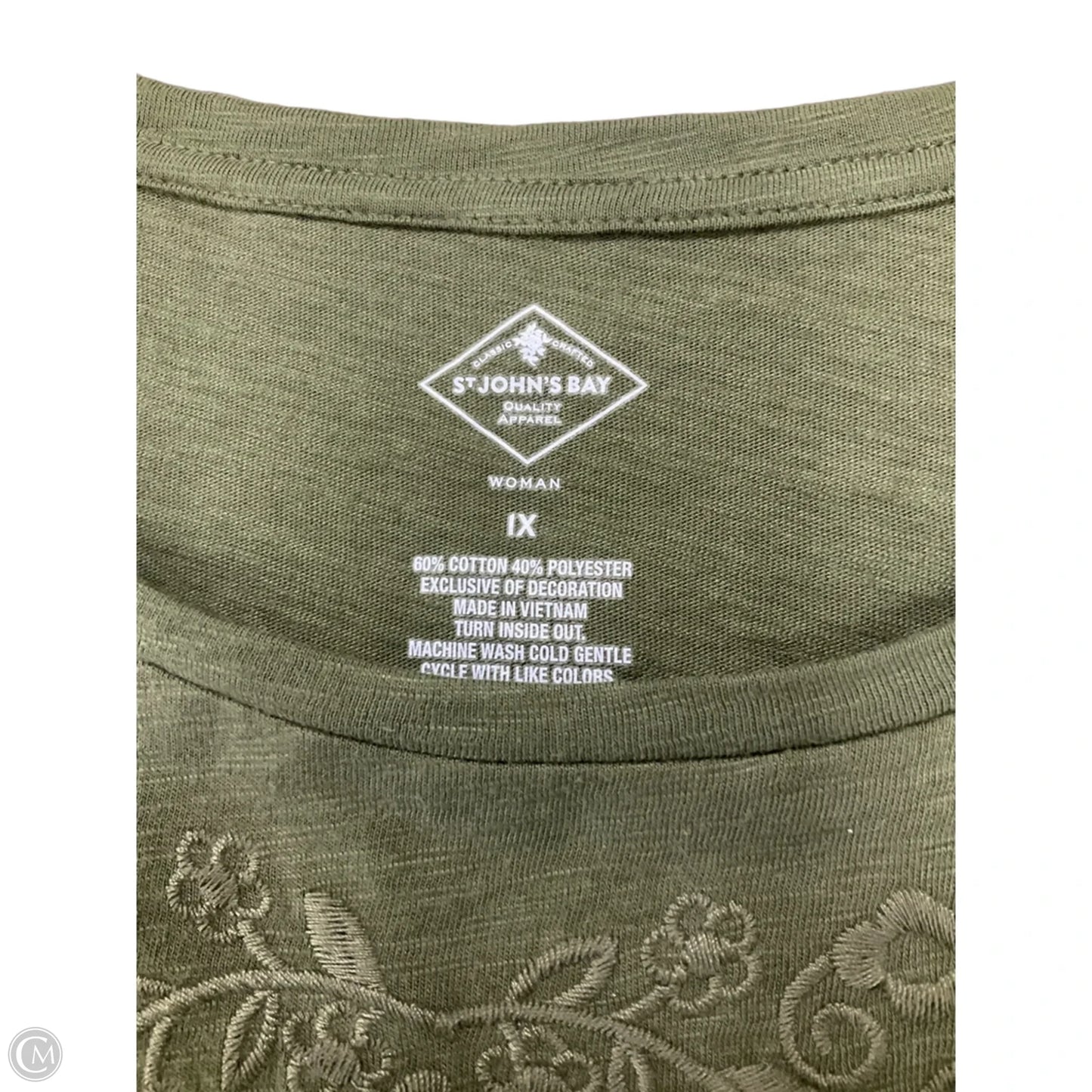 Top Short Sleeve By St Johns Bay In Green, Size: 1x