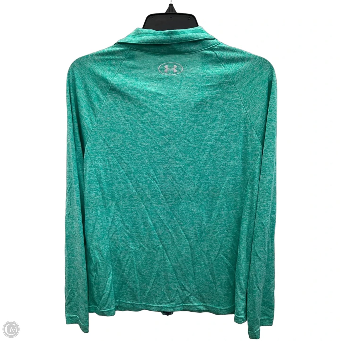 Athletic Top Long Sleeve Collar By Under Armour In Green, Size: L