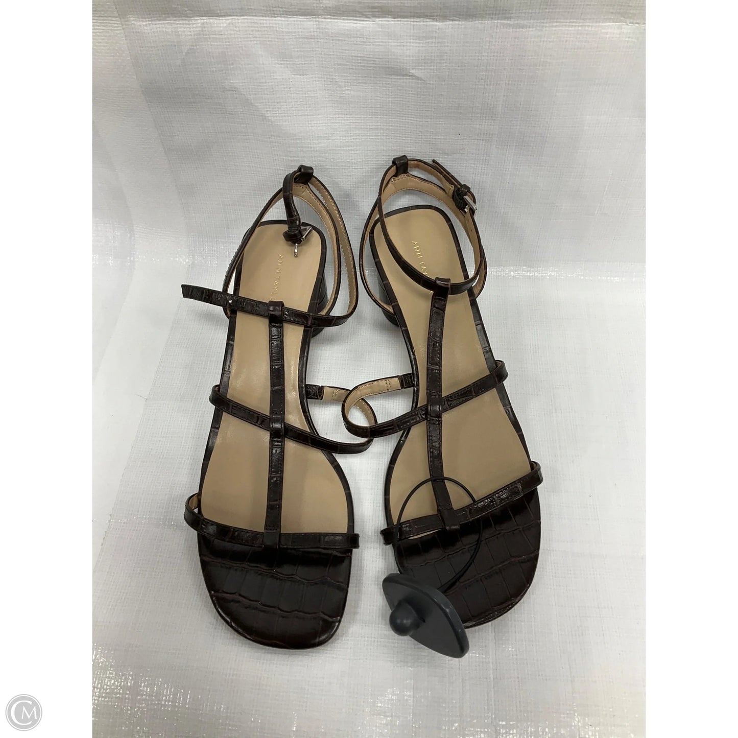 Sandals Heels Block By Ann Taylor In Brown, Size: 9.5