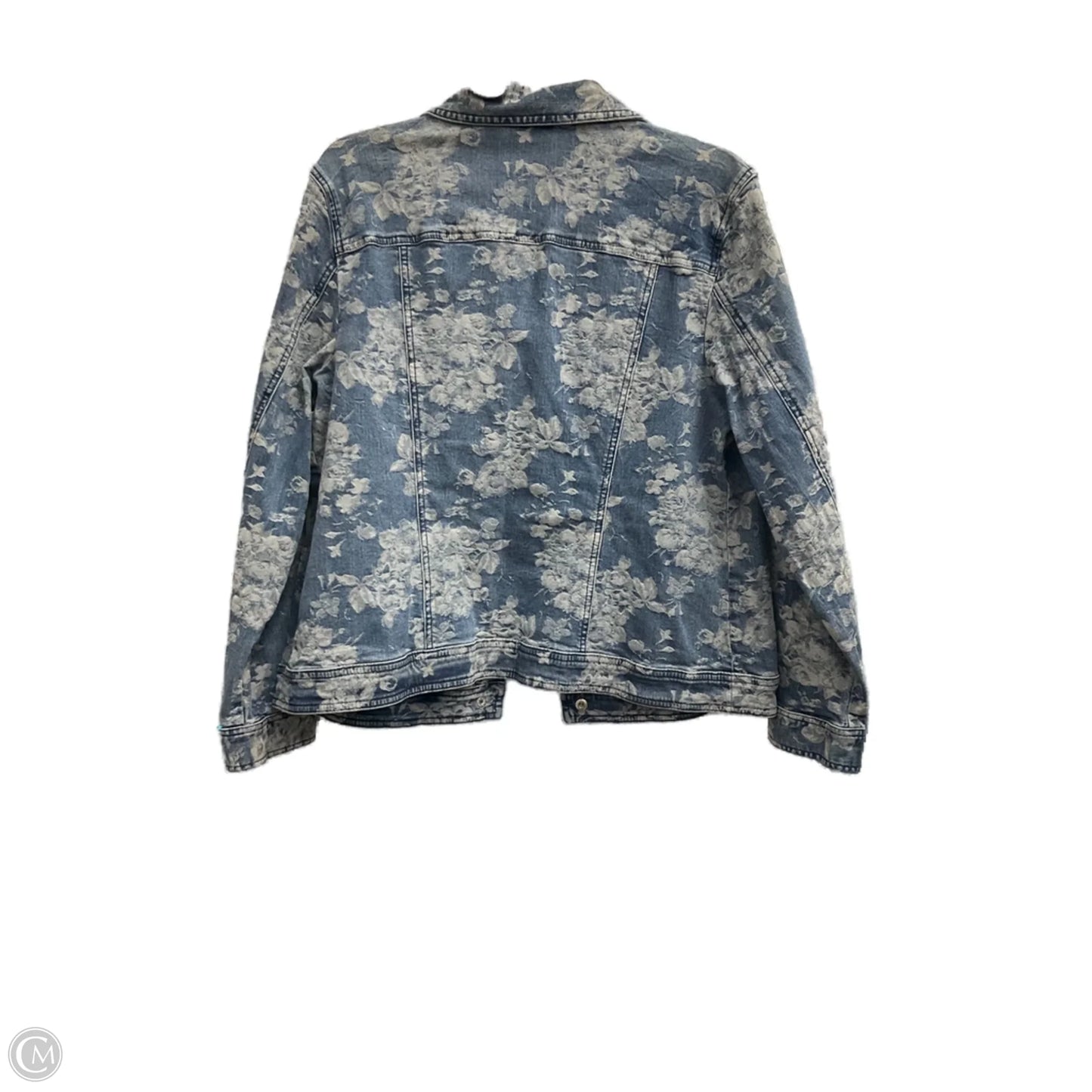 Jacket Denim By Chicos In Floral Print, Size: Lp