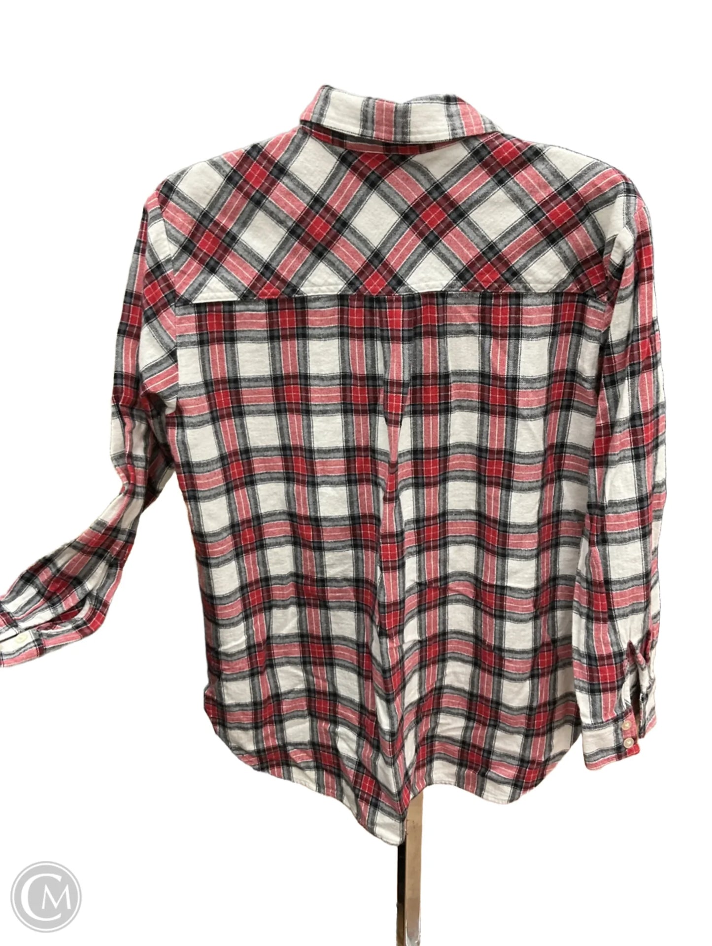 Blouse Long Sleeve By Loft In Red & White, Size: M