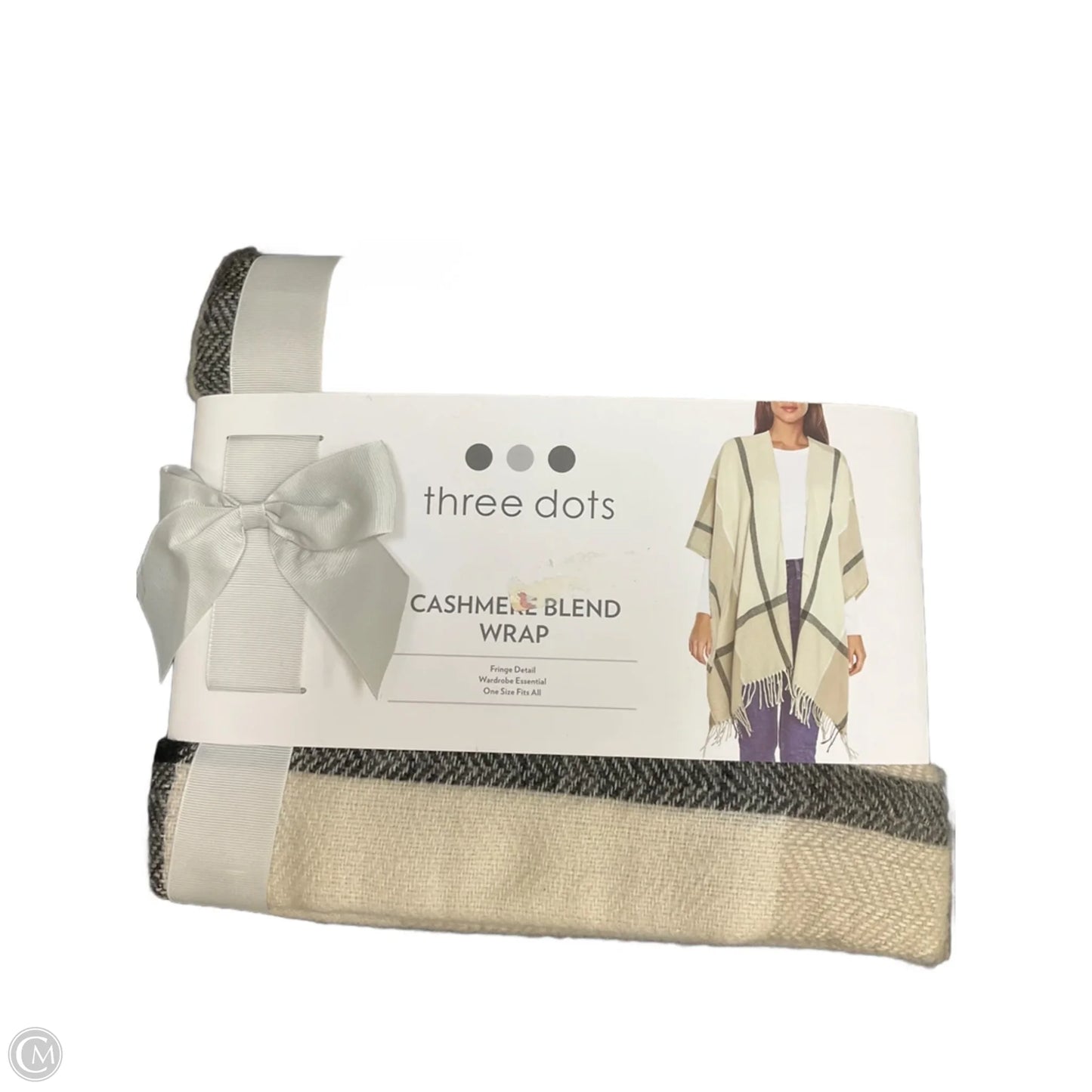 Poncho By Three Dots In Plaid Pattern, Size: Osfm