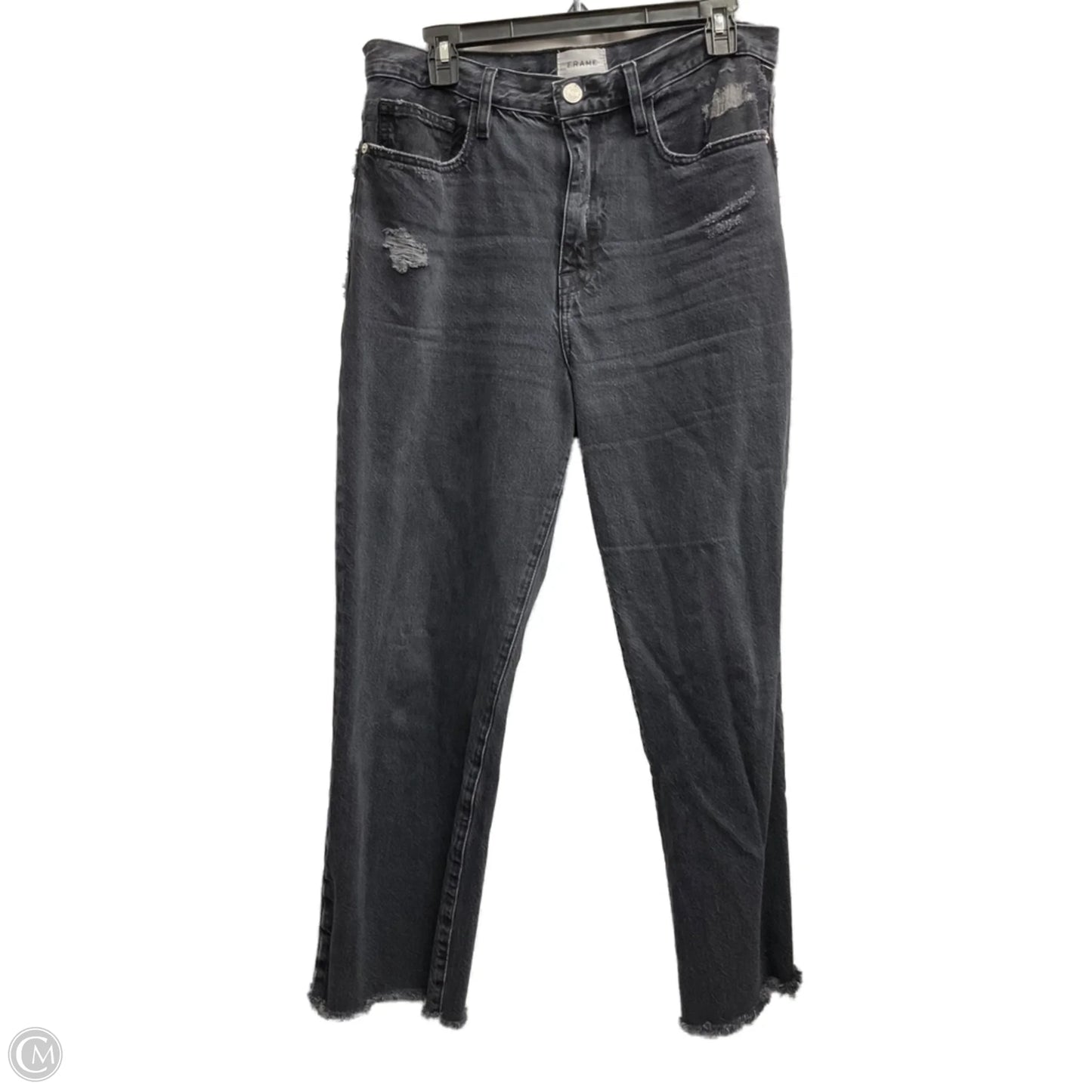 Jeans Straight By Frame In Black Denim, Size: 8