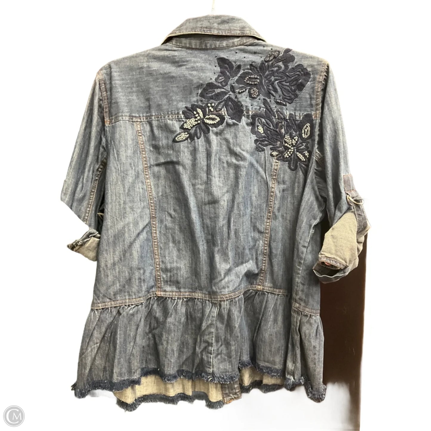 Top Long Sleeve By Chicos In Blue Denim, Size: L