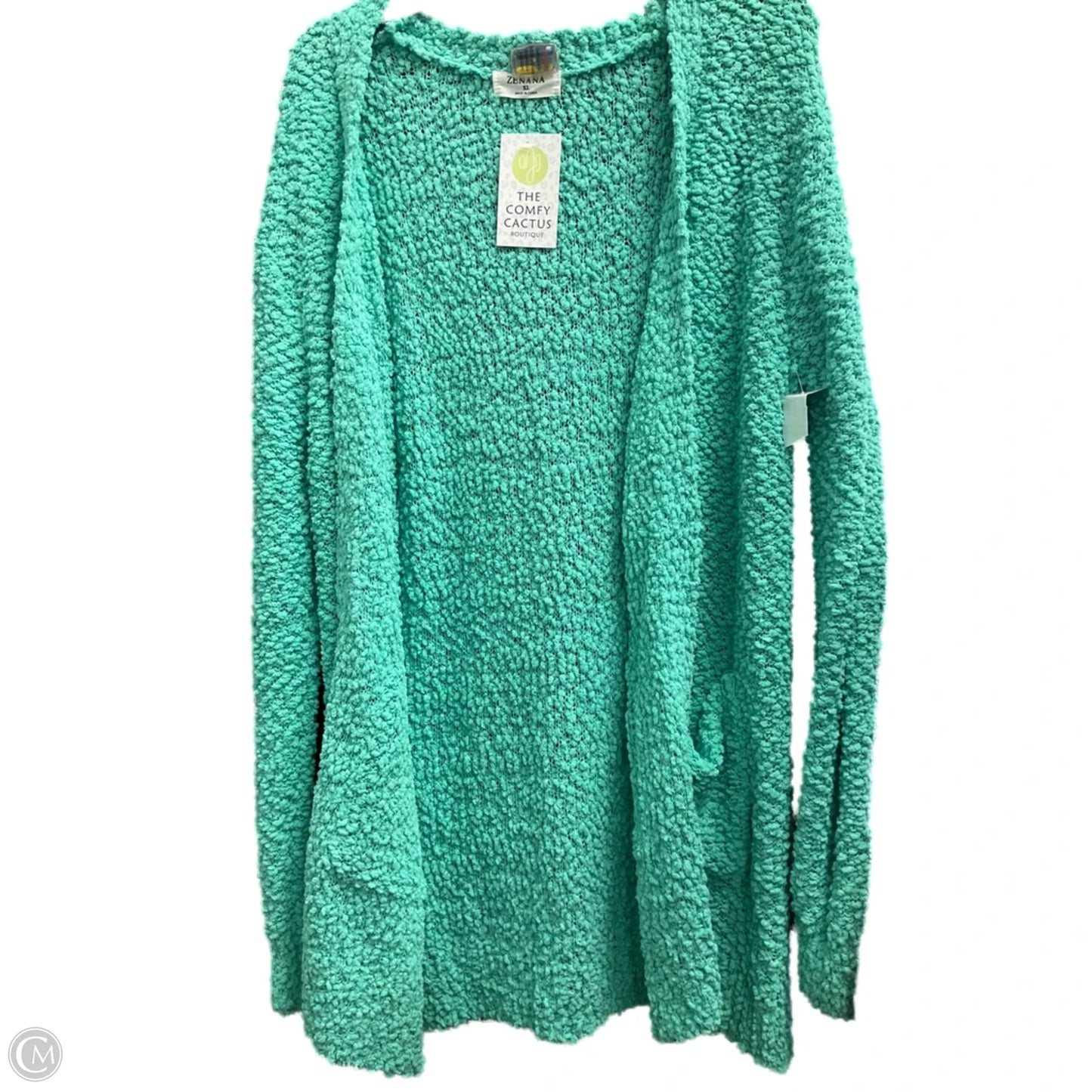 Cardigan By Zenana In Green, Size: Xl