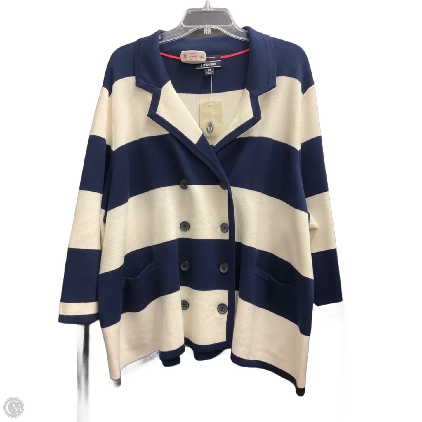 Cardigan By Lands End In Striped Pattern, Size: 3x