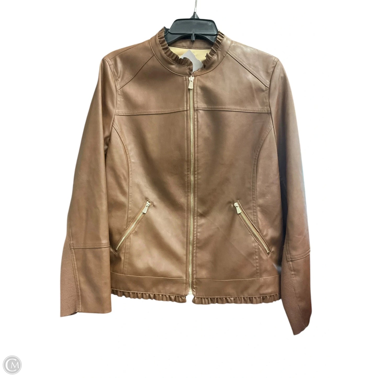 Jacket Moto By Chicos In Brown, Size: M
