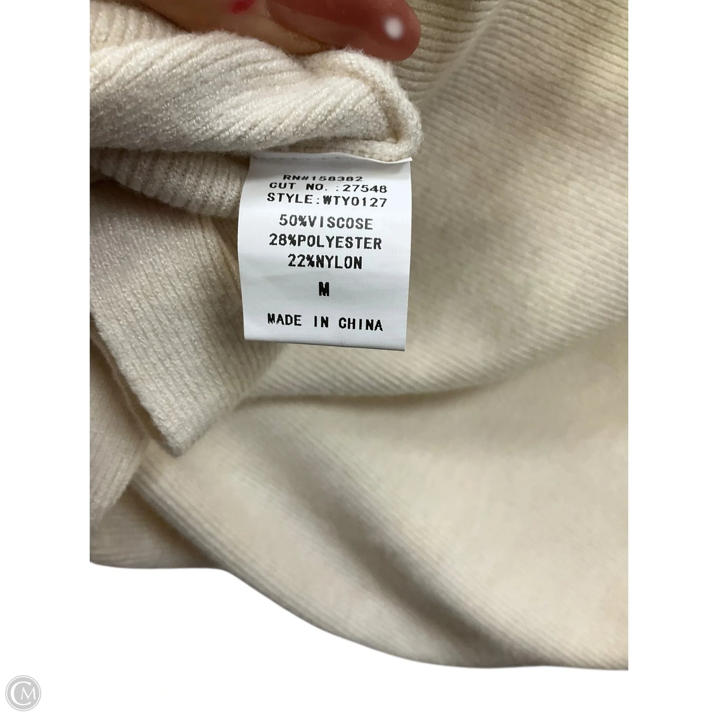 Top Long Sleeve By Lungo Larno In Cream, Size: M