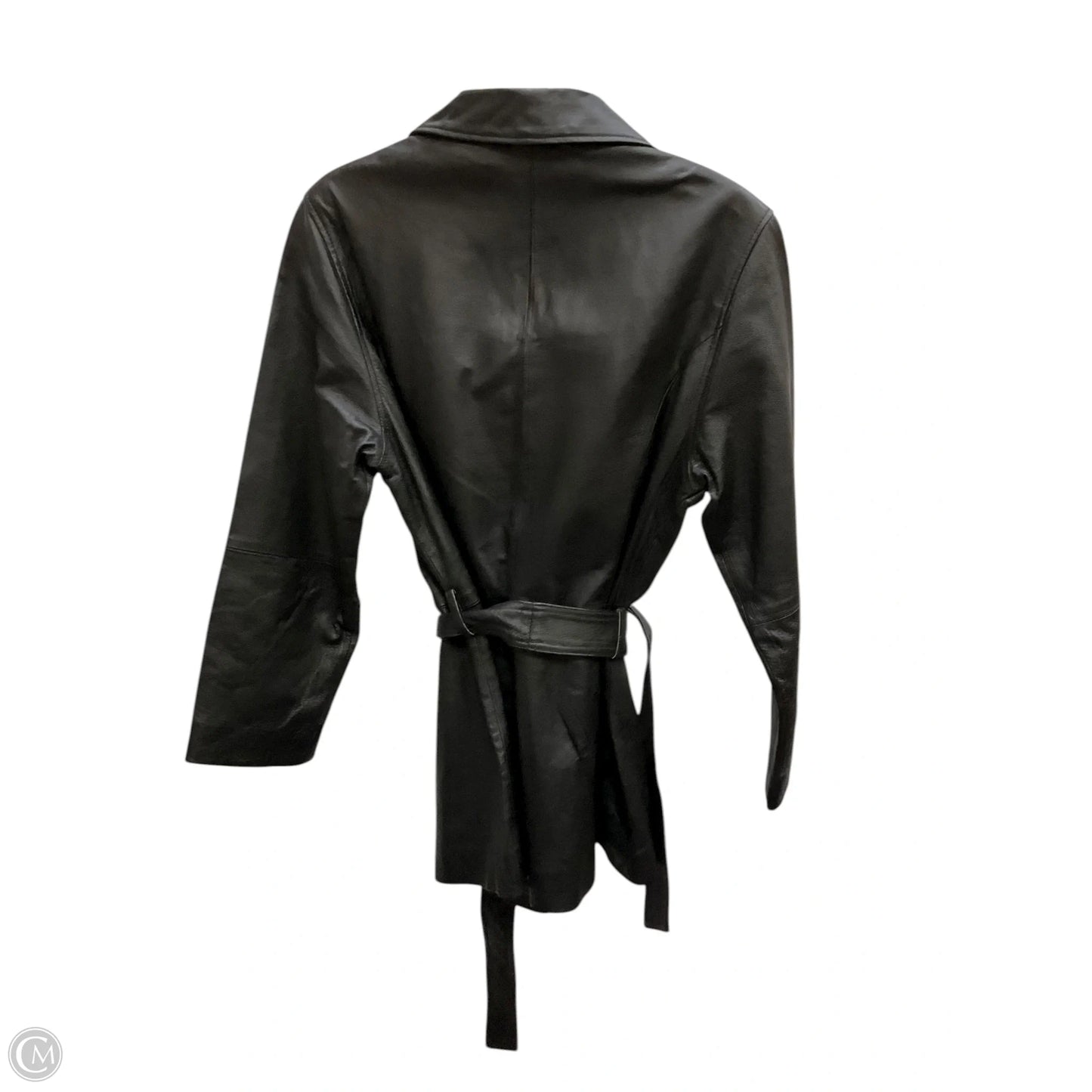Coat Leather By Clothes Mentor In Black, Size: L