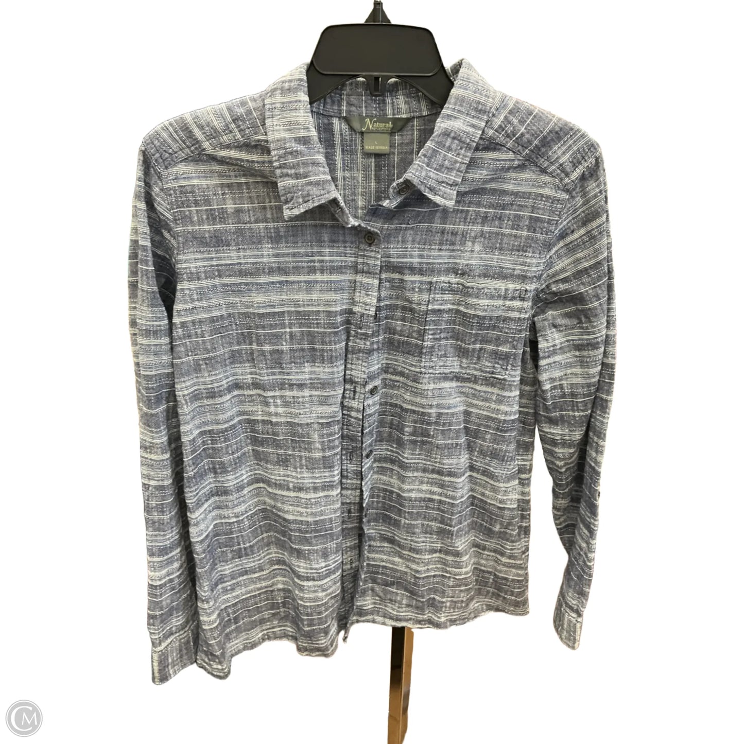 Blouse Long Sleeve By Natural Reflections In Blue, Size: L