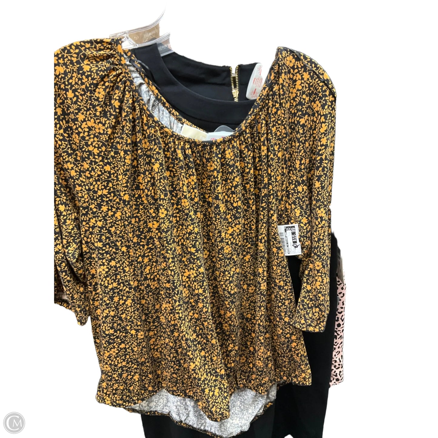 Top Long Sleeve By Michael By Michael Kors In Black & Orange, Size: 2x