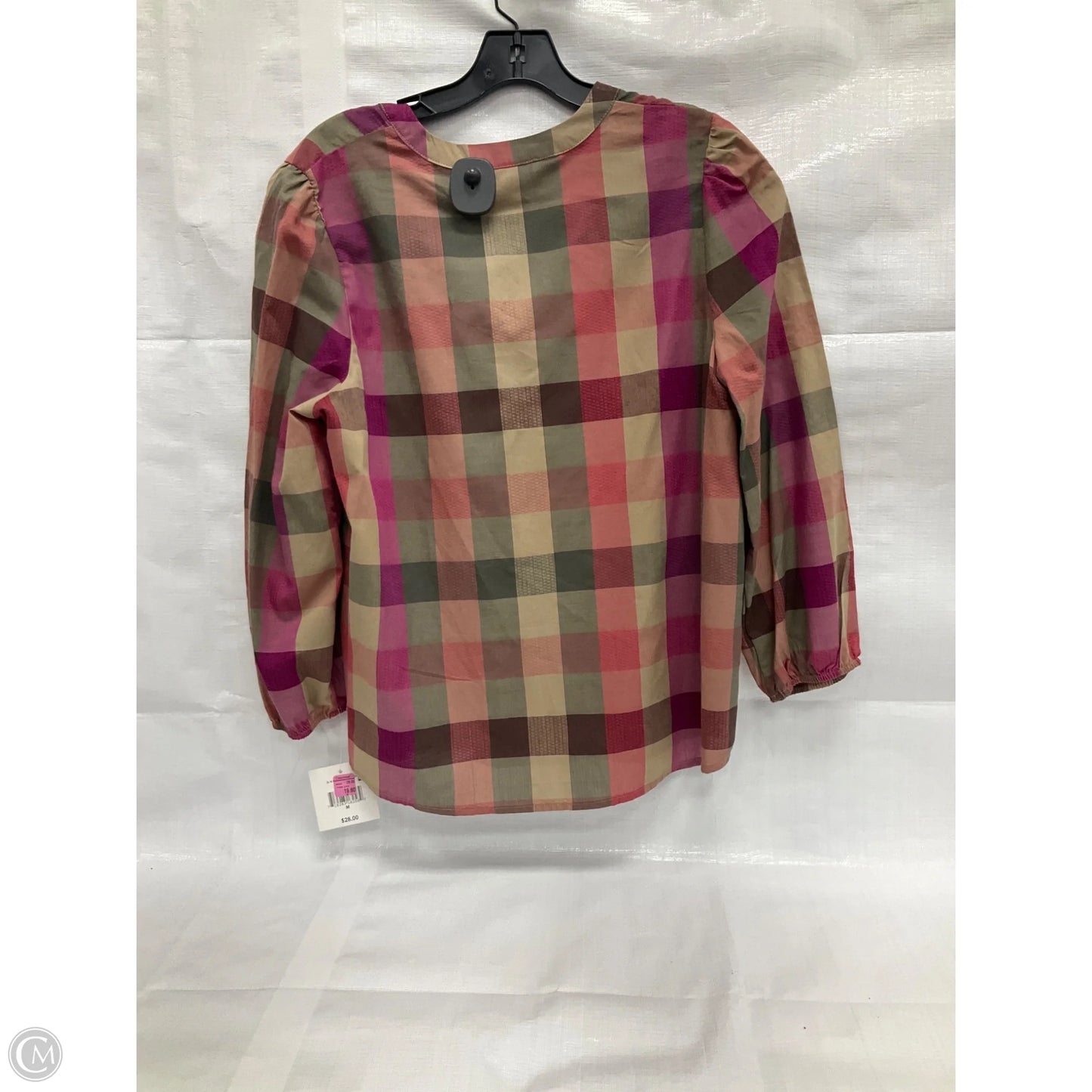 Top Long Sleeve By Falls Creek In Checkered Pattern, Size: Mp
