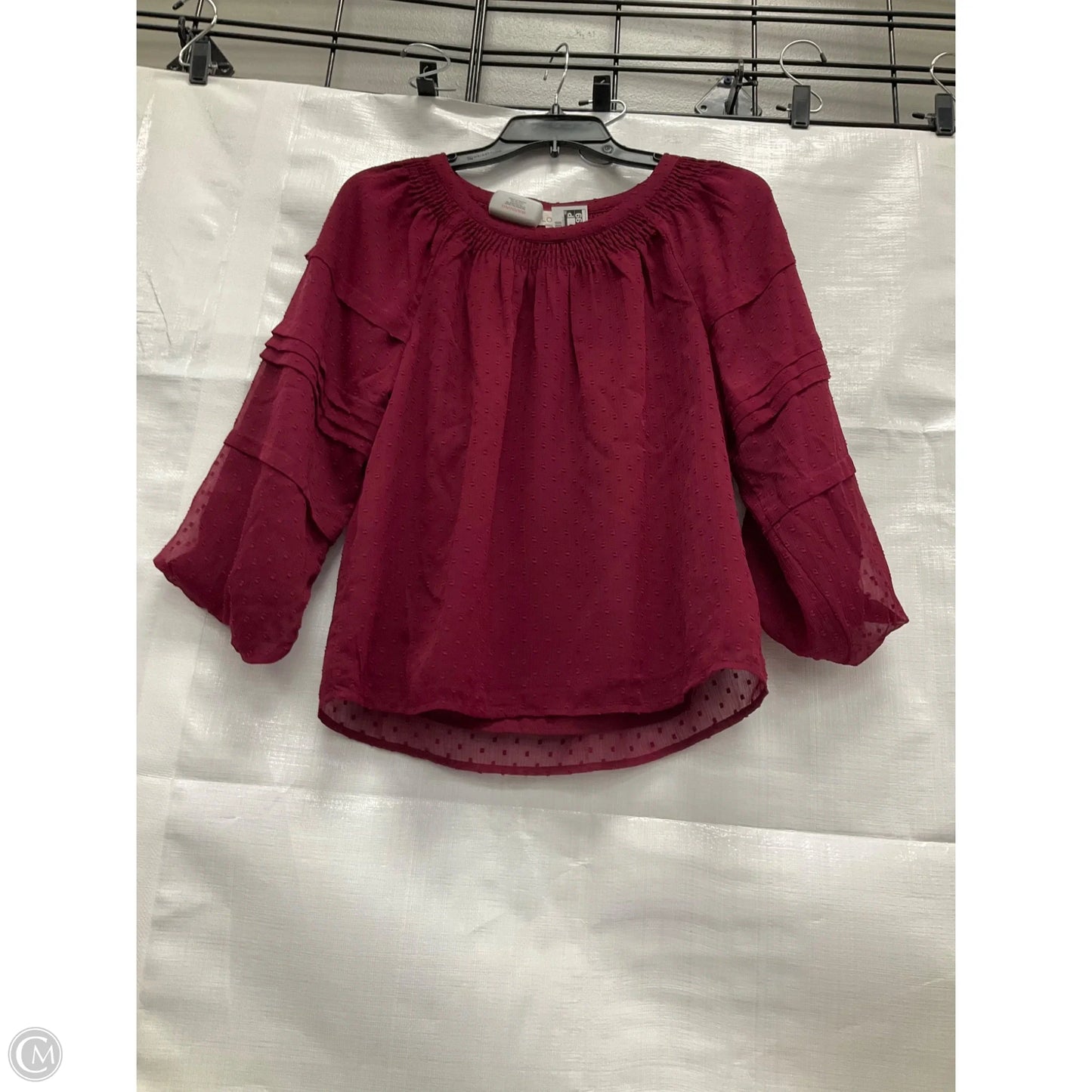 Top Long Sleeve By Loft In Maroon, Size: Xsp