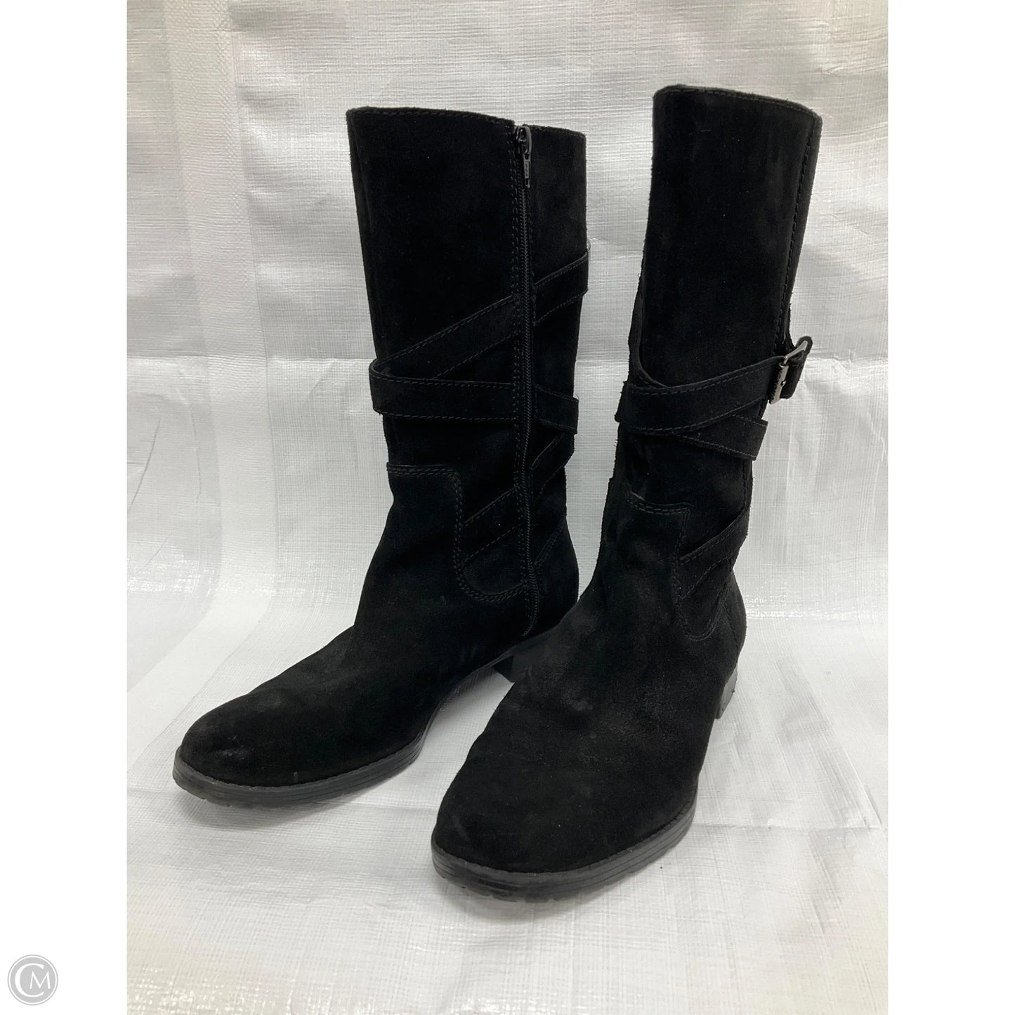 Boots Mid-calf Flats By Lauren By Ralph Lauren In Black, Size: 8.5