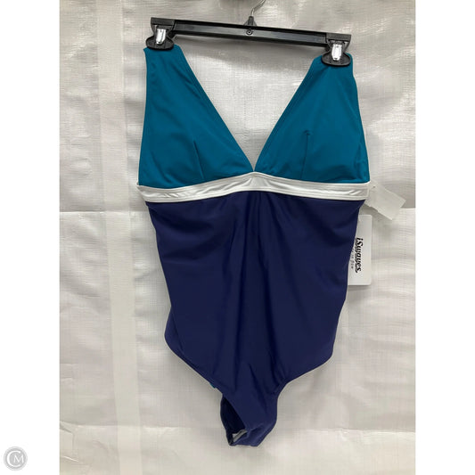 Swimsuit By Clothes Mentor In Blue & White, Size: Xl