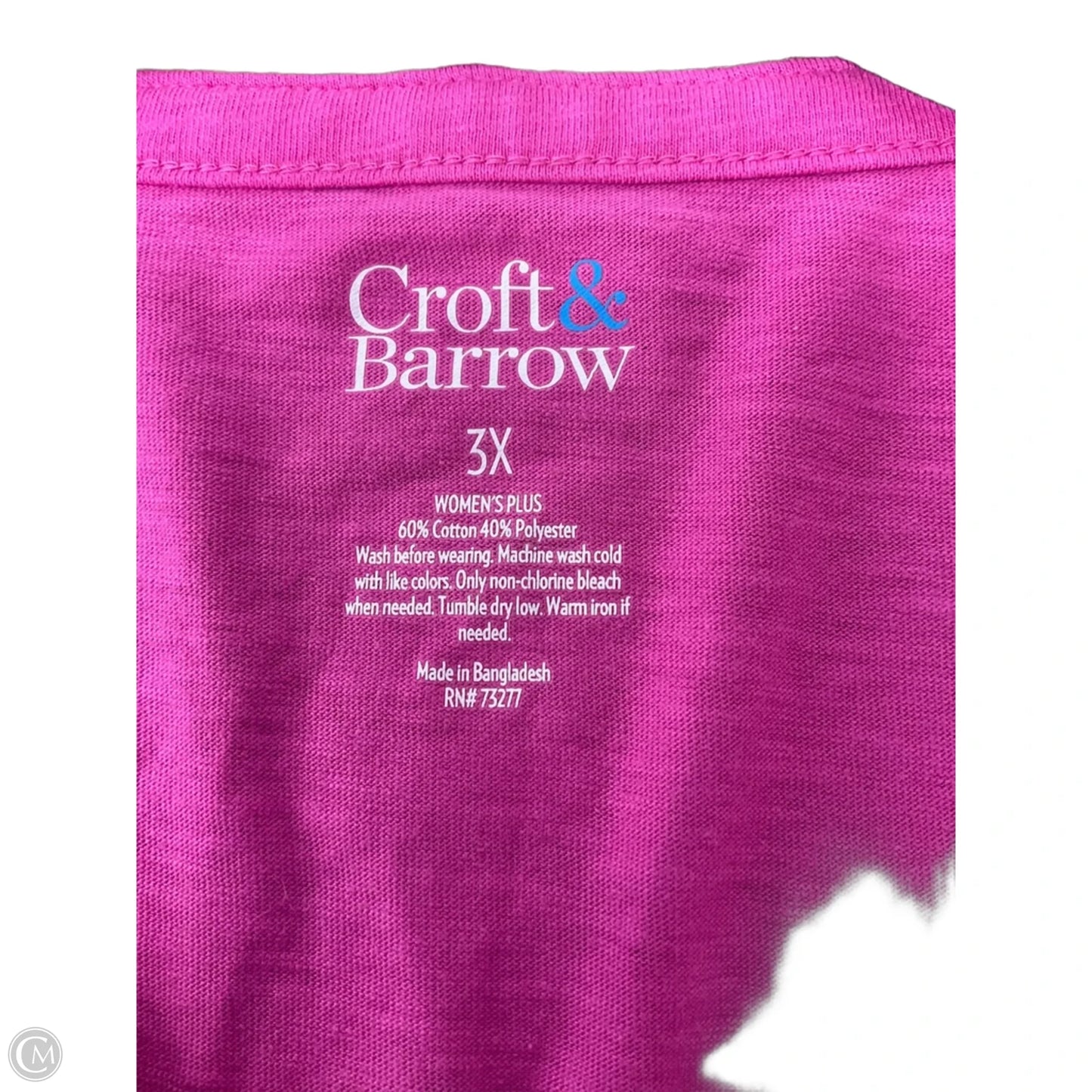 Top Short Sleeve Basic By Croft And Barrow In Pink, Size: 3x