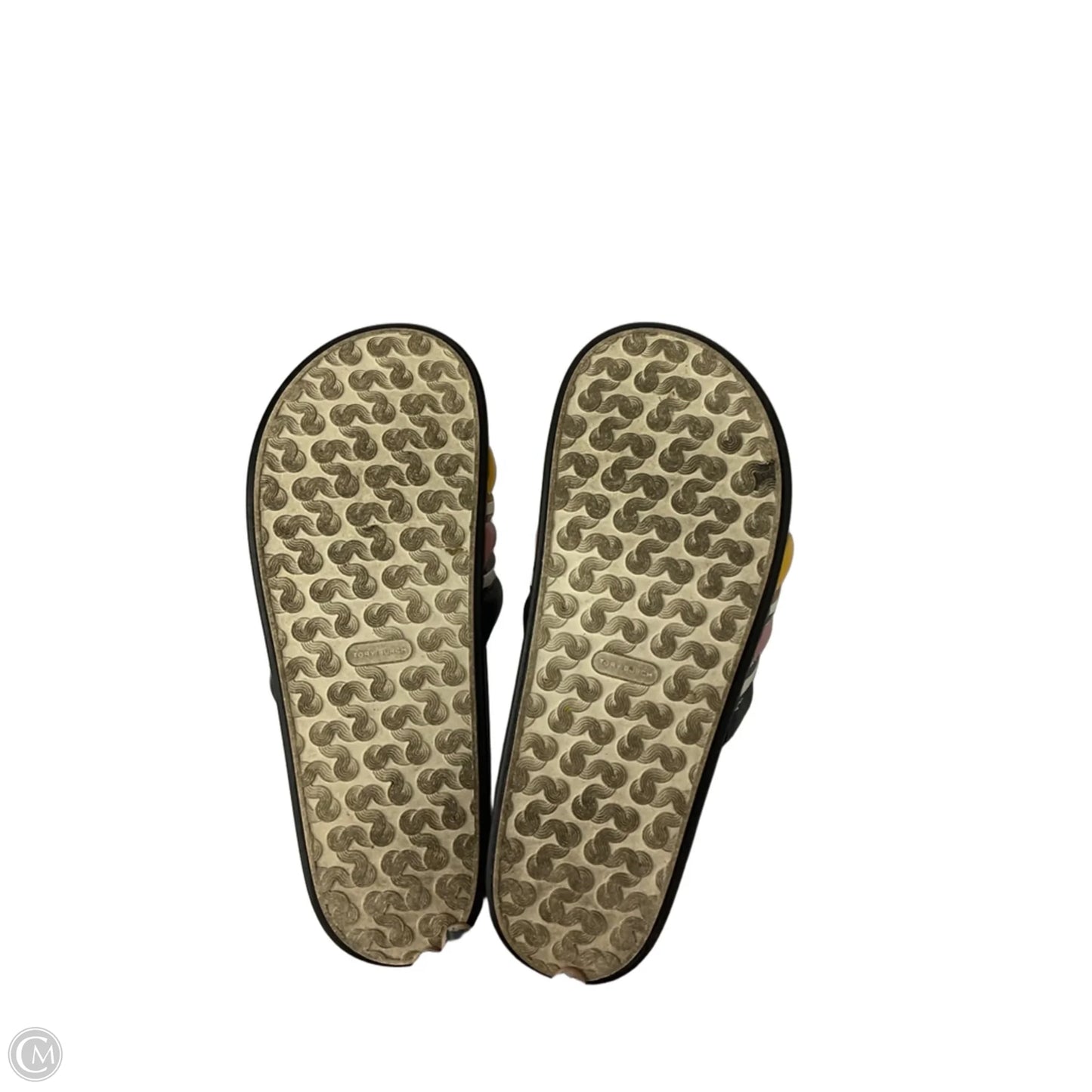 Sandals Designer By Tory Burch In Black & Yellow, Size: 9