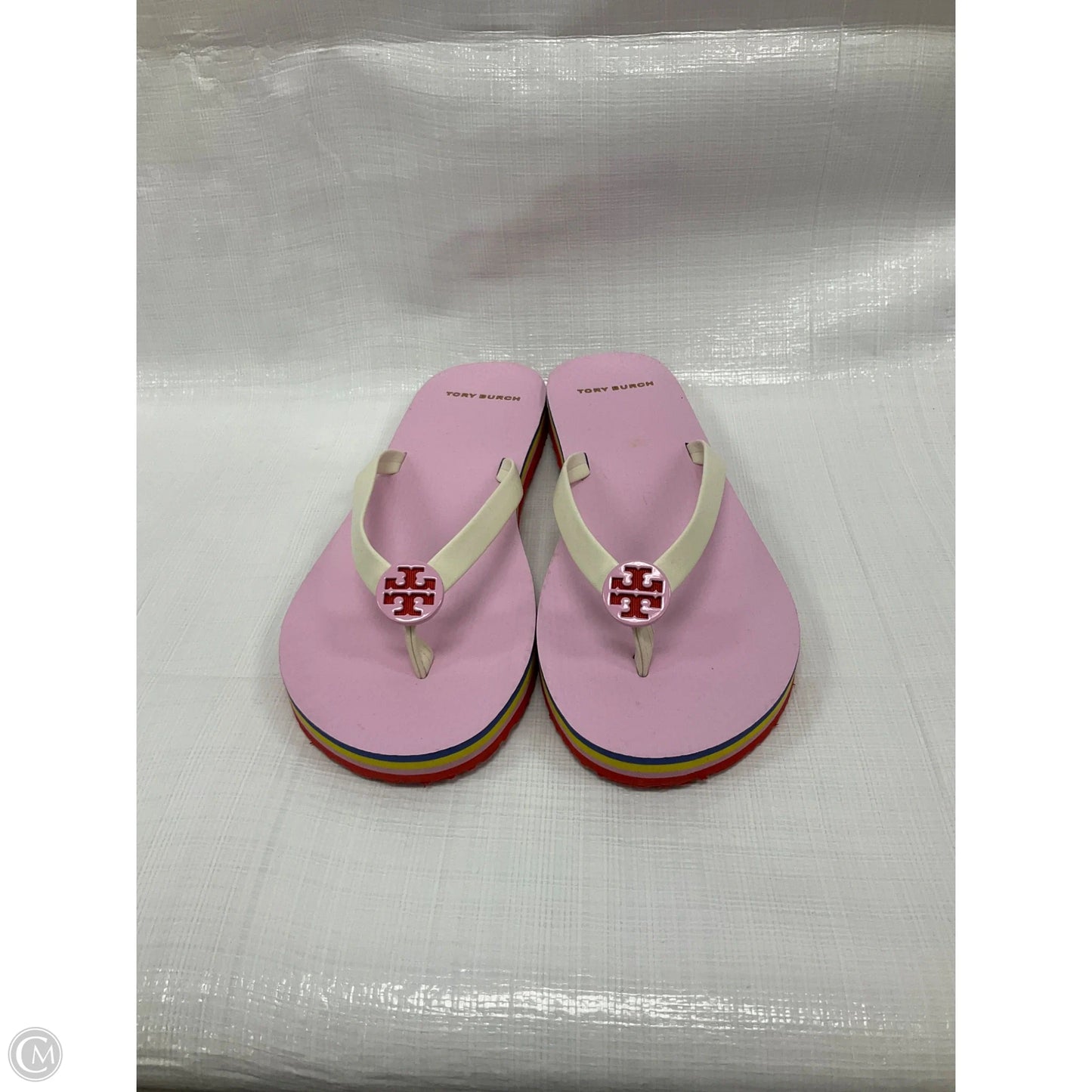 Sandals Designer By Tory Burch In Pink & Tan, Size: 8