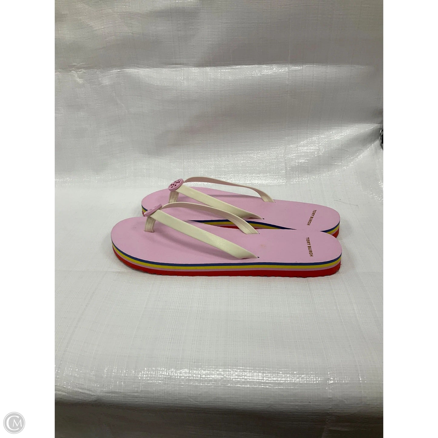 Sandals Designer By Tory Burch In Pink & Tan, Size: 8