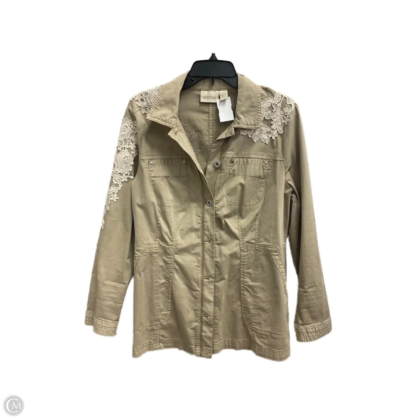 Jacket Other By Chicos In Tan & White, Size: M