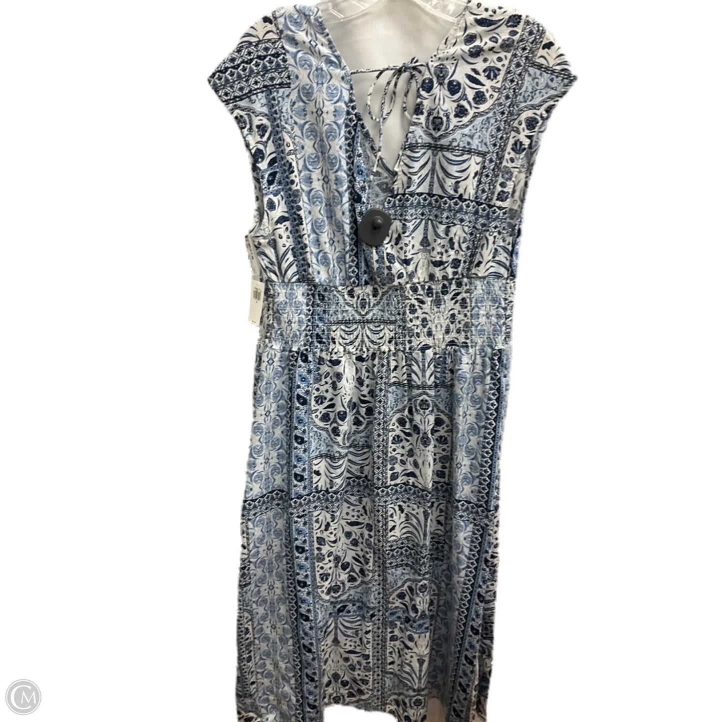 Dress Casual Midi By Old Navy In Blue & White, Size: M