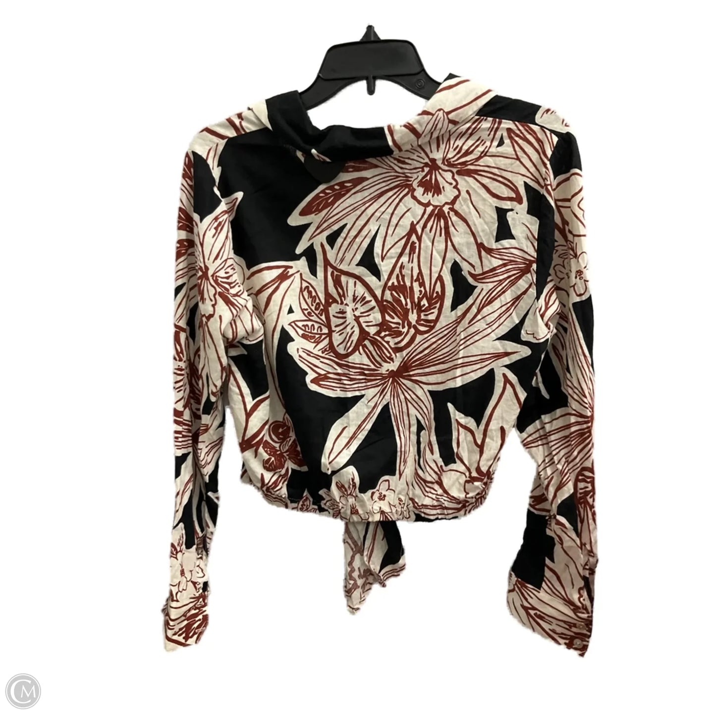 Blouse Long Sleeve By Rachel Zoe In Black & Brown, Size: M