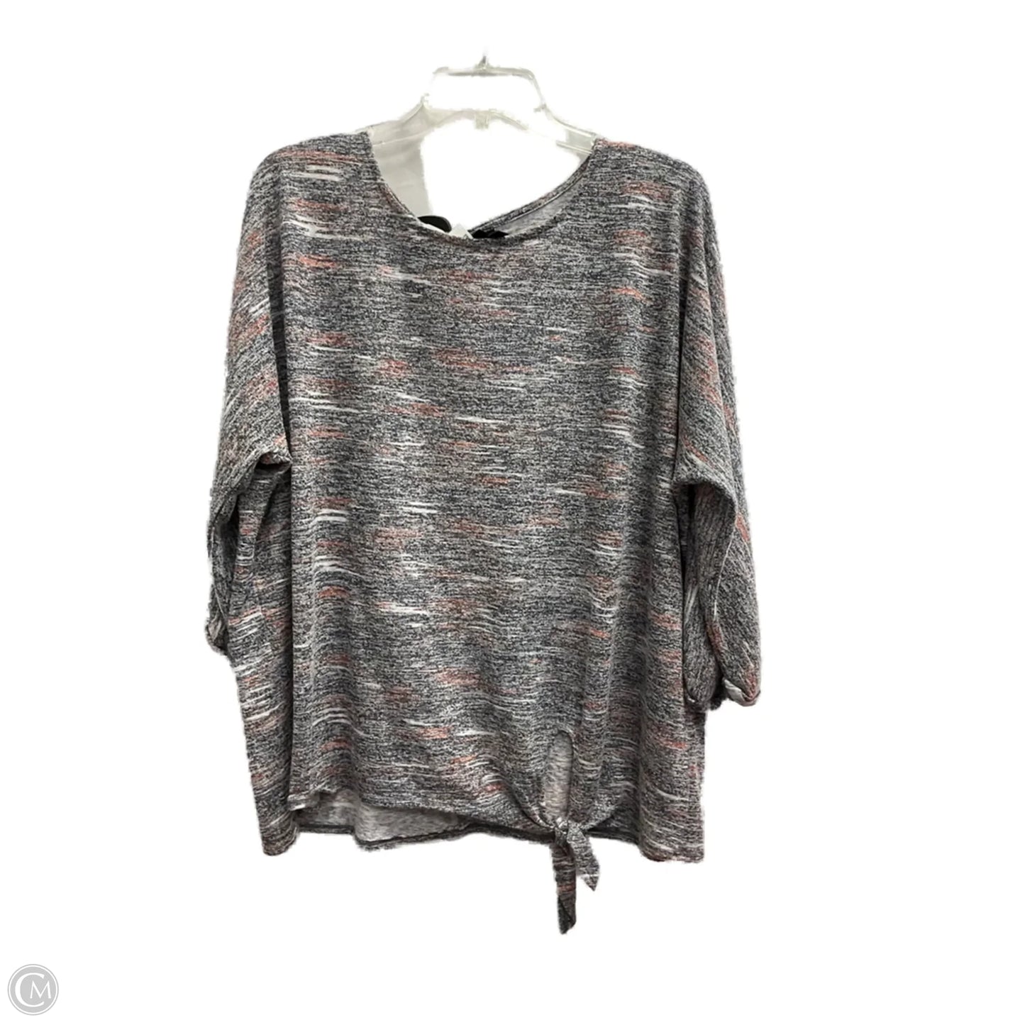 Top 3/4 Sleeve By Bobeau In Grey, Size: 1x