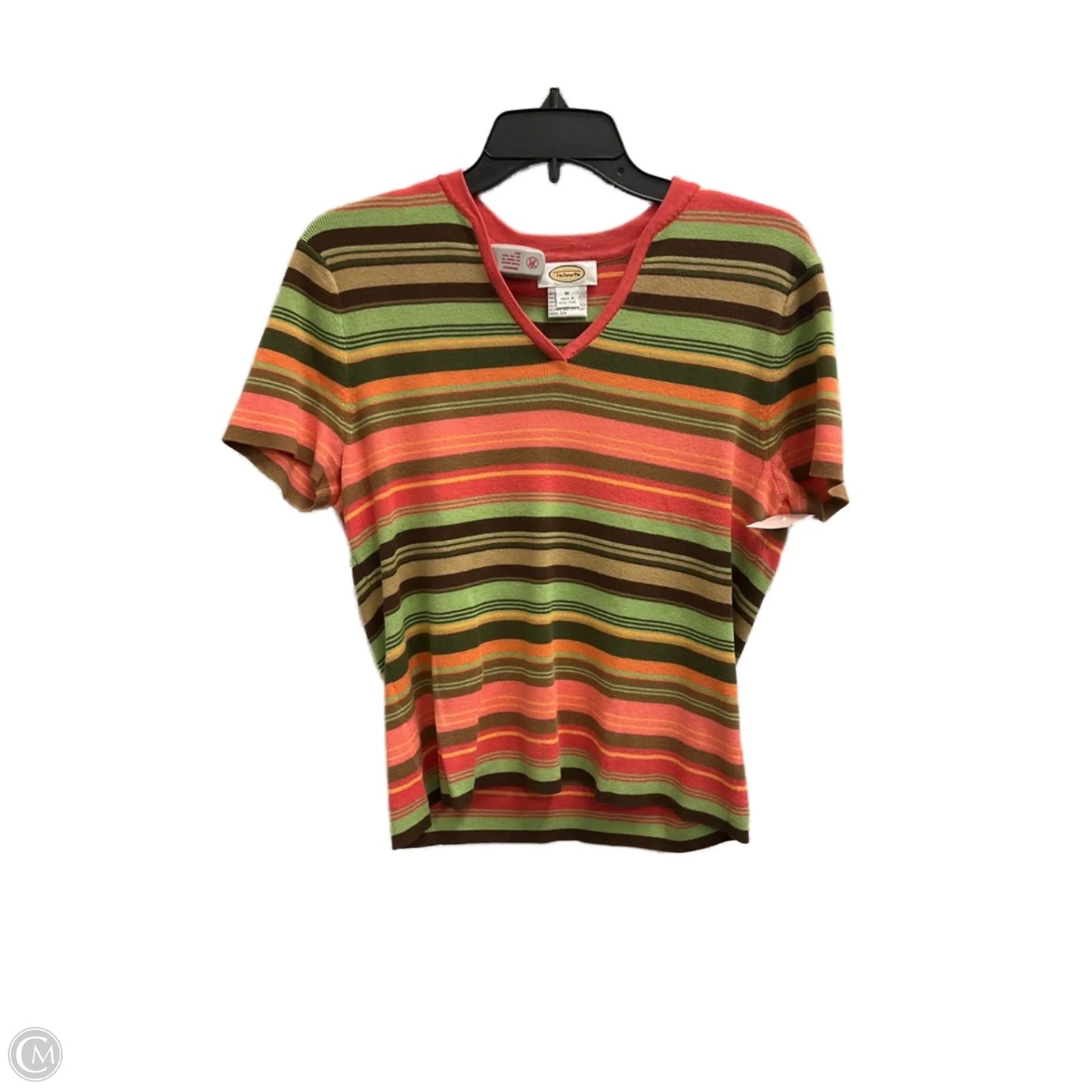 Top Short Sleeve By Talbots In Striped Pattern, Size: M