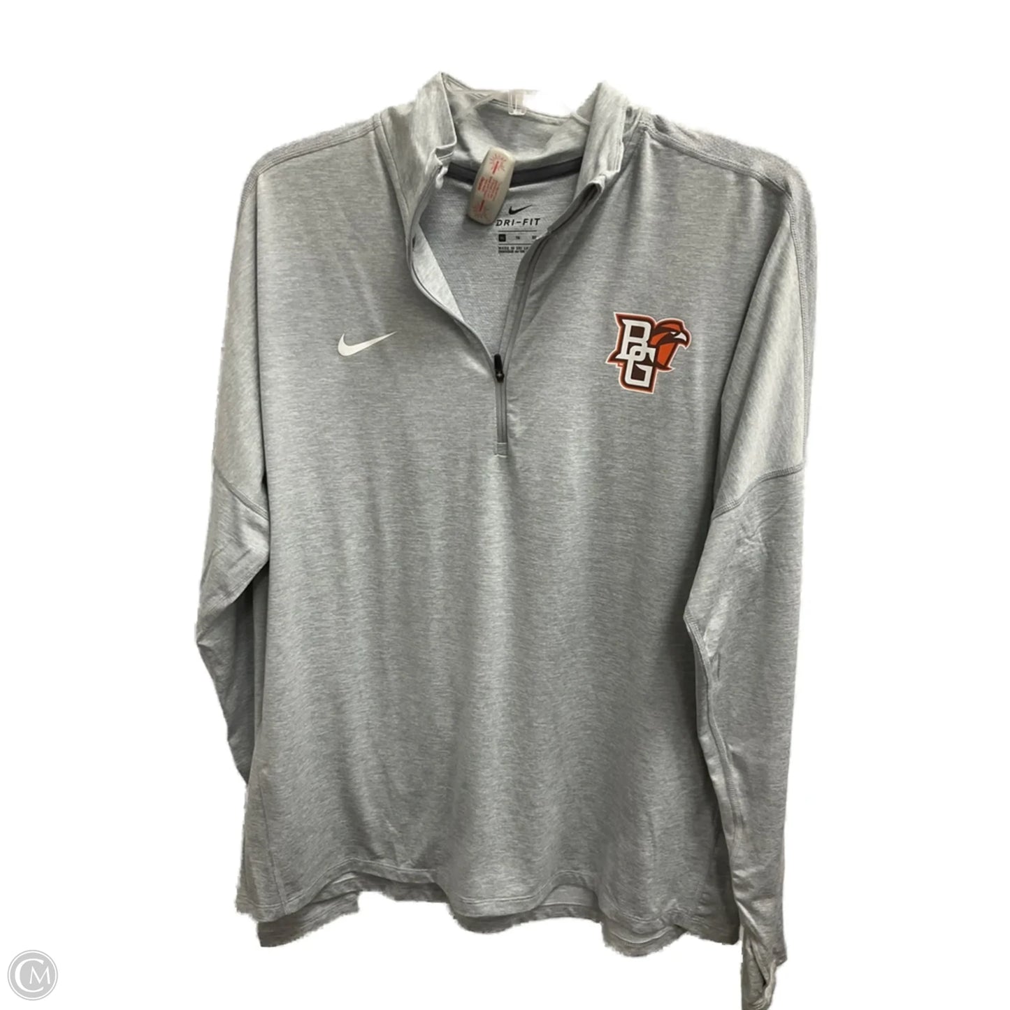 Athletic Top Long Sleeve Collar By Nike Apparel In Grey, Size: Xl